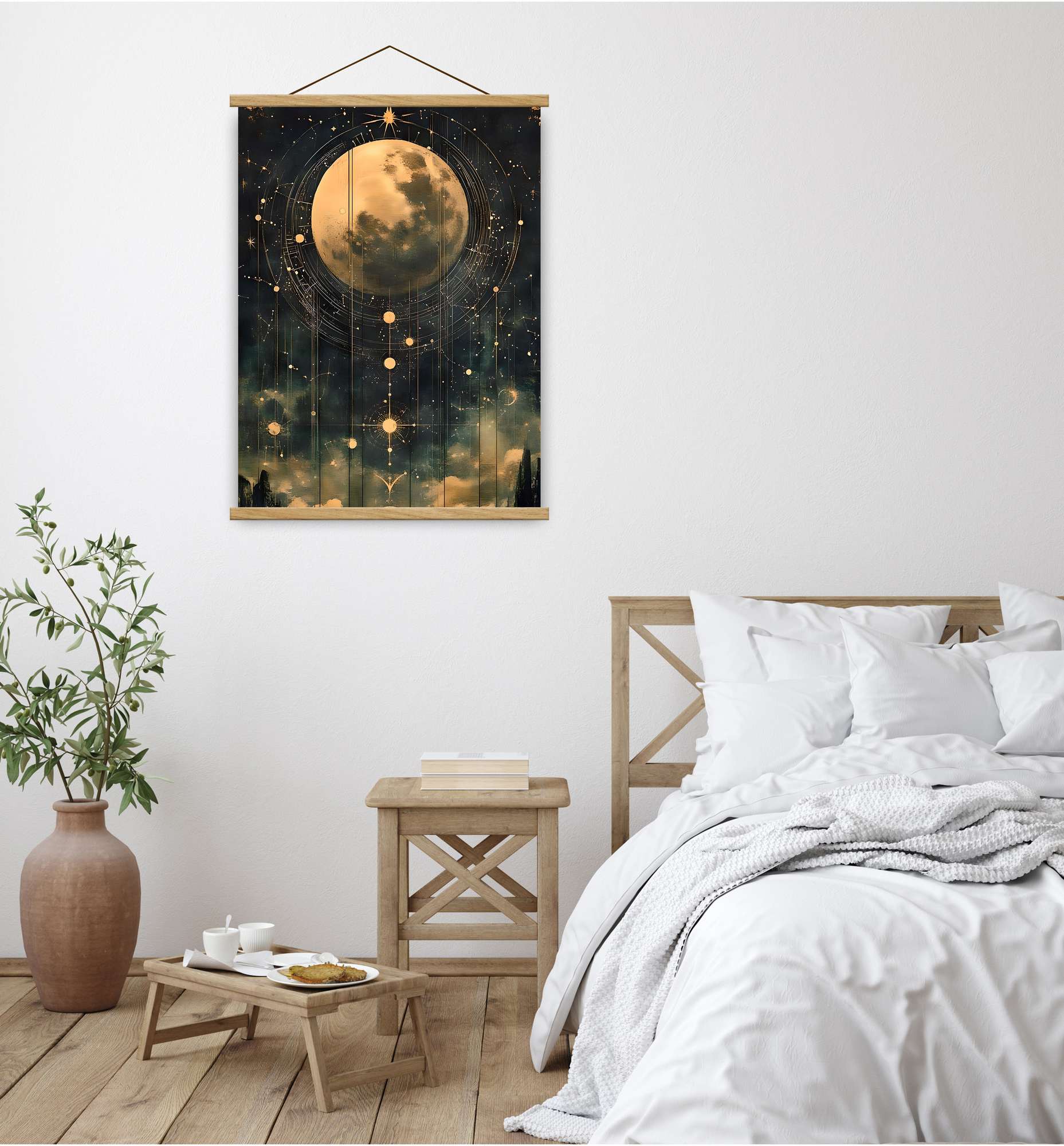 Quadro Decorativo Emoldurado MRG74 - 50x70cm - Moldura Madeira - Dourado/Preto/Prateado