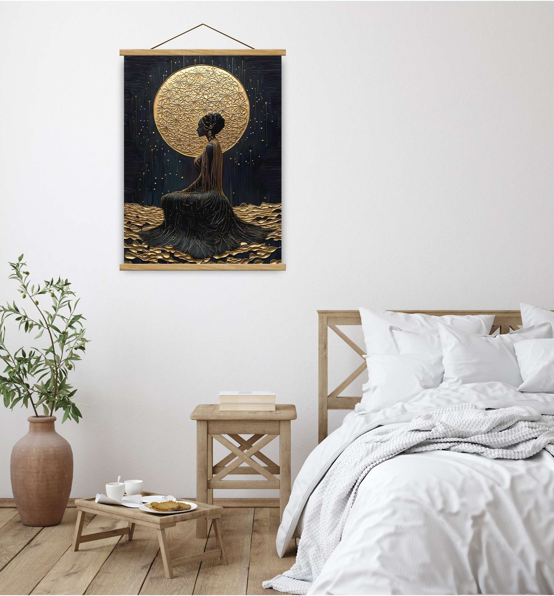 Quadro Decorativo Emoldurado MRG75 - 50x70cm - Moldura de Madeira - Dourado/Preto/Prateado