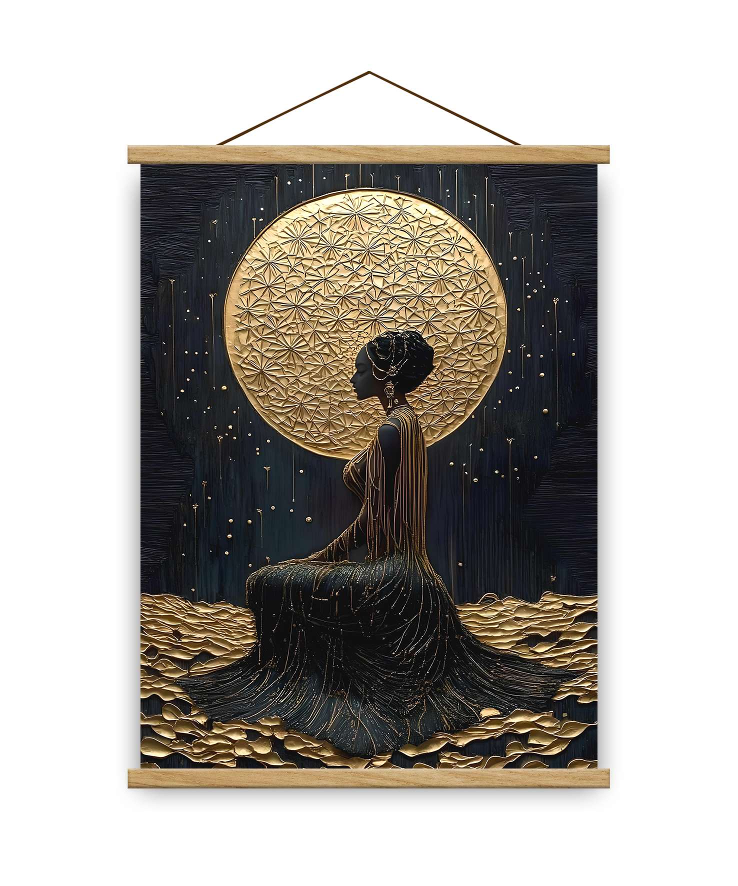 Quadro Decorativo Emoldurado MRG75 - 50x70cm - Moldura de Madeira - Dourado/Preto/Prateado