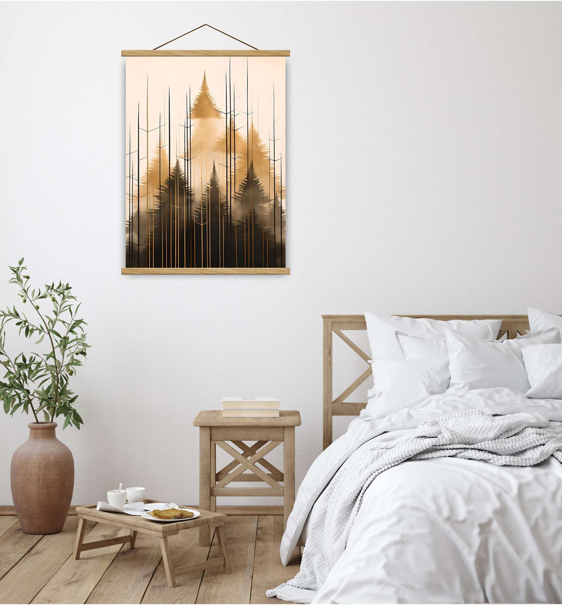 Quadro Decorativo Emoldurado MRG77 - 50x70cm - Moldura Madeira - Dourado/Preto/Prateado