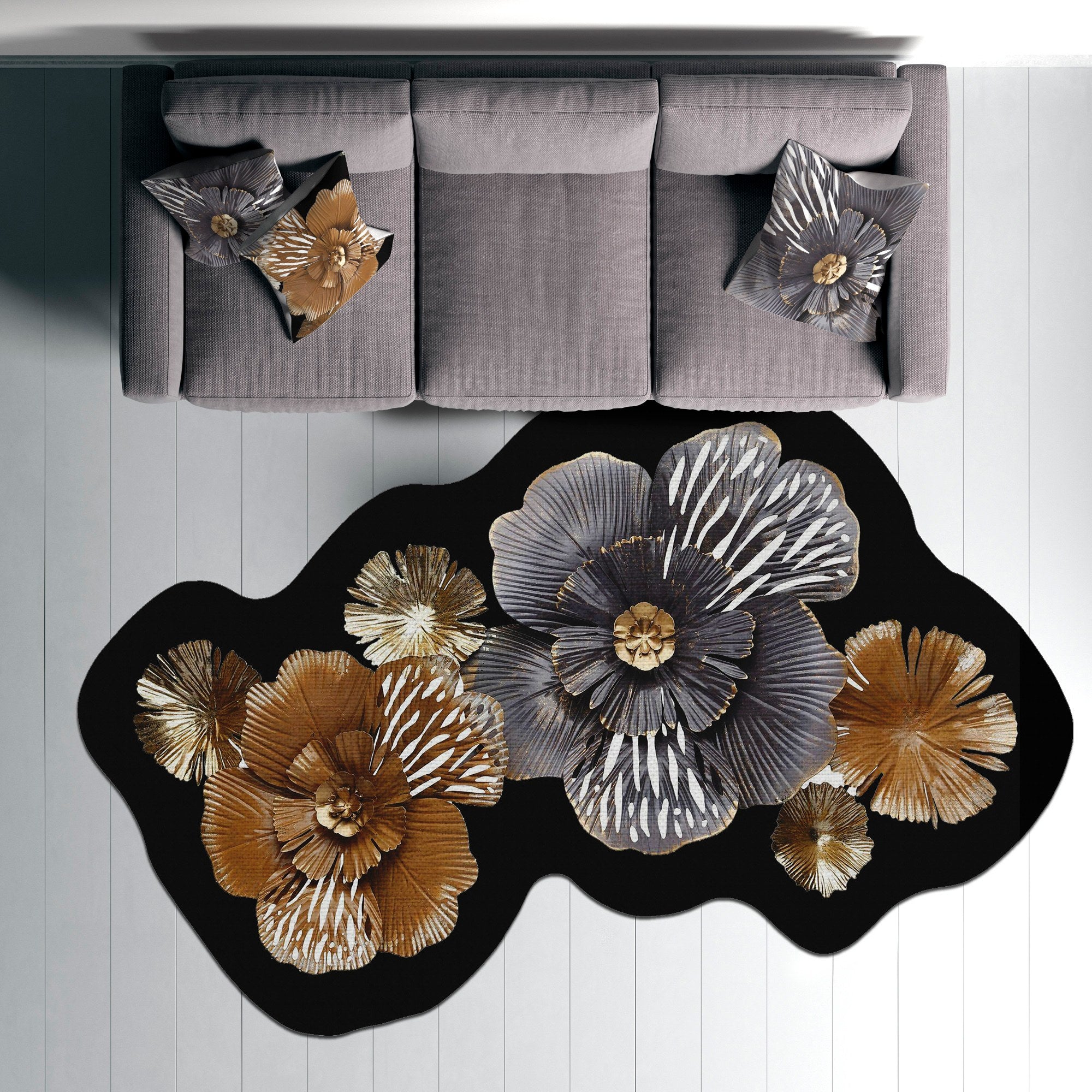 Tapete – 40 x 60 cm – Cinza, Marrom, Branco, Preto – 100% poliéster