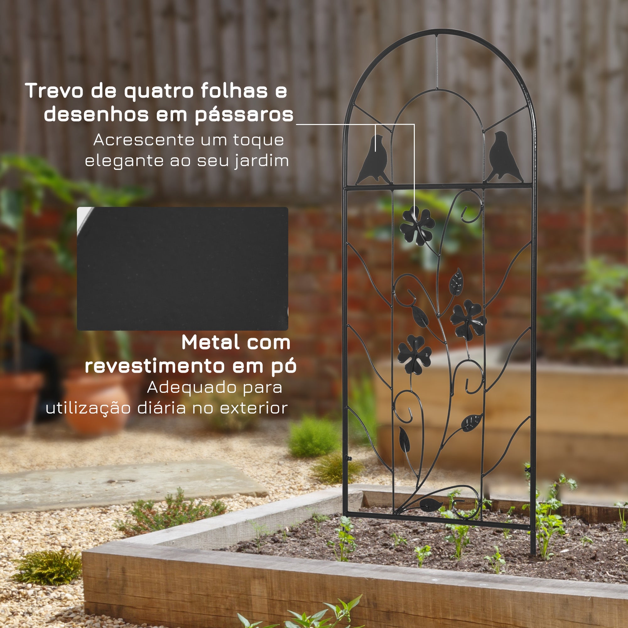 Treliças de Jardim Decorativas em Aço Preto 38x98 cm