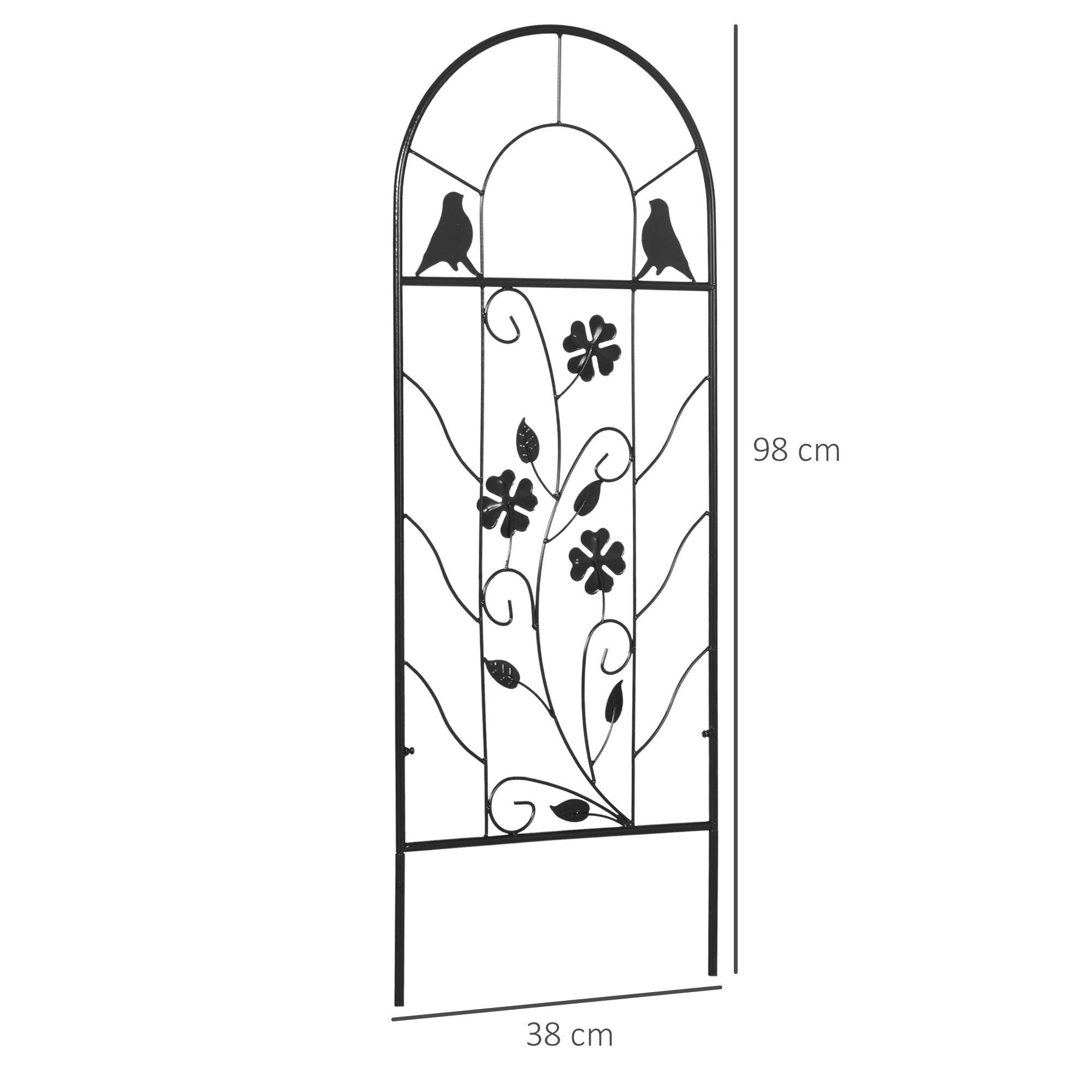 Treliças de Jardim Decorativas em Aço Preto 38x98 cm