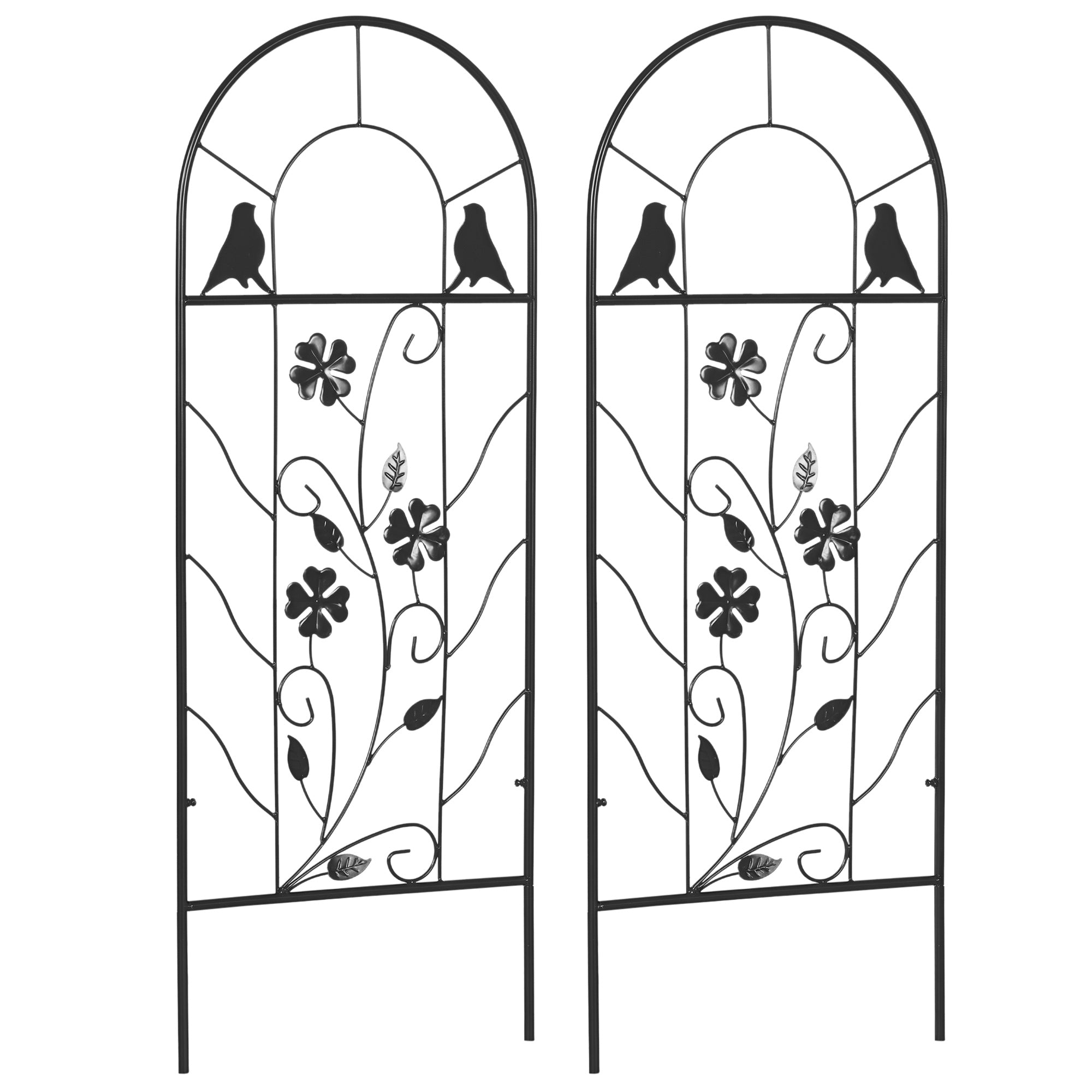 Treliças de Jardim Decorativas em Aço Preto 38x98 cm