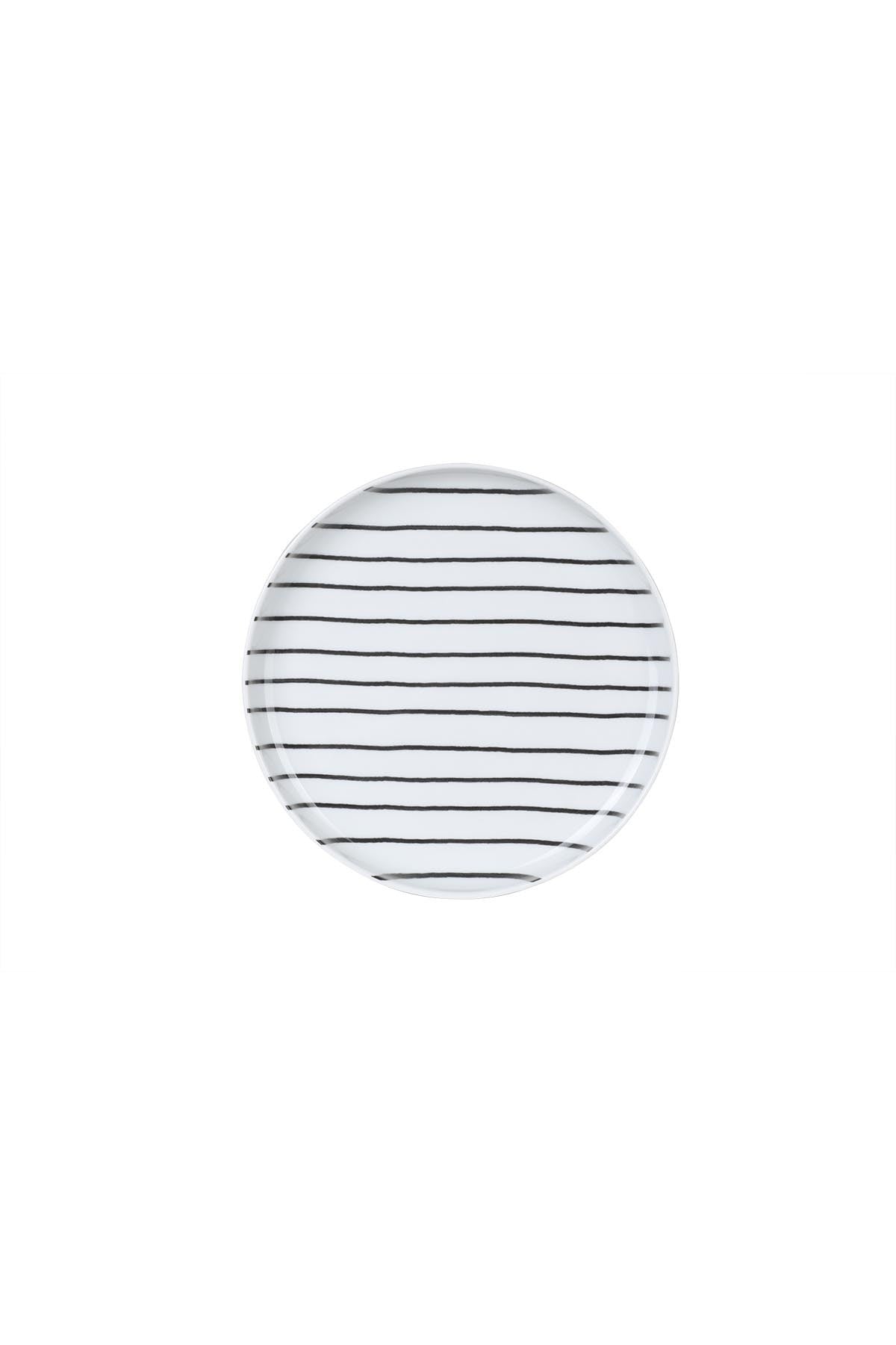 Conjunto para servir bolo – 15 x 15 x 2 cm – Branco e Preto – Porcelana