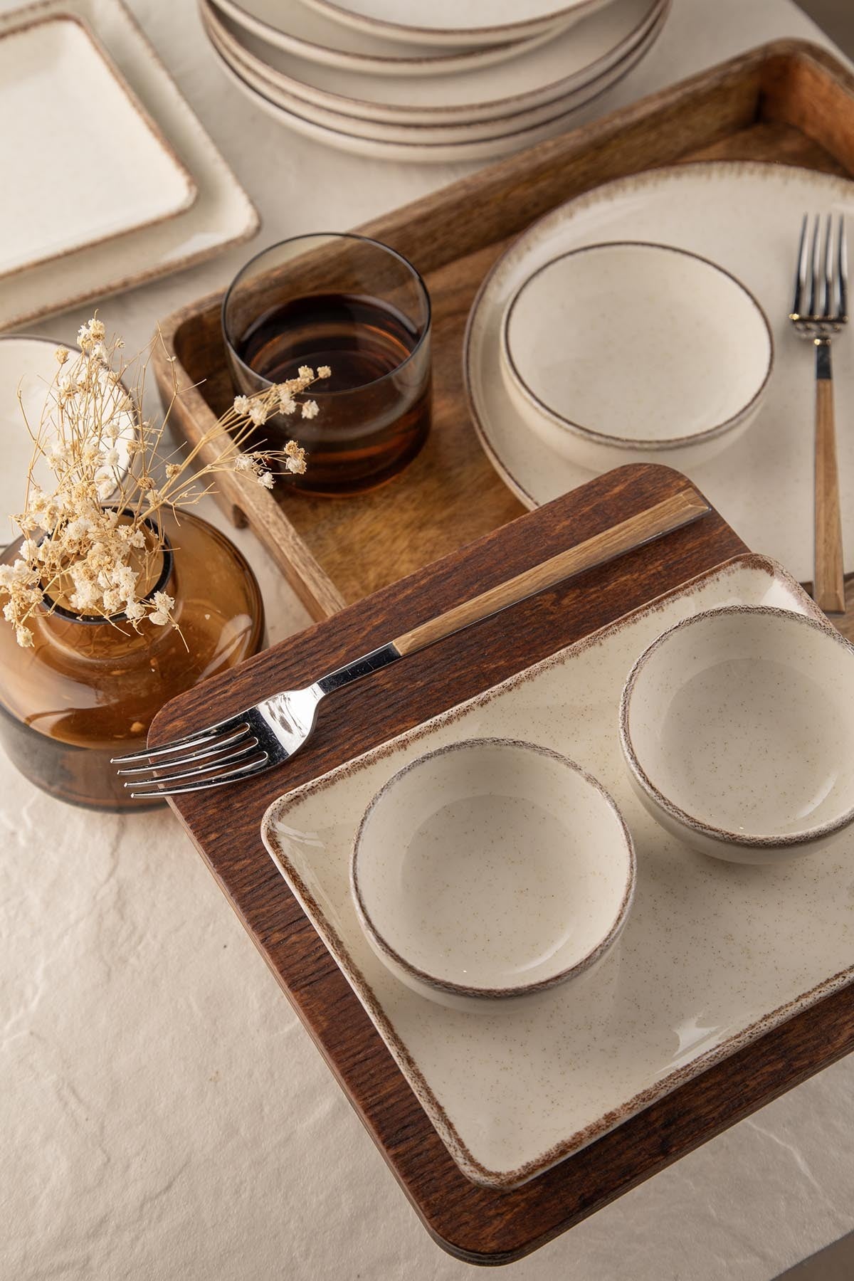 Conjunto de café da manhã (14 peças)-MOD14KH730P02-Creme