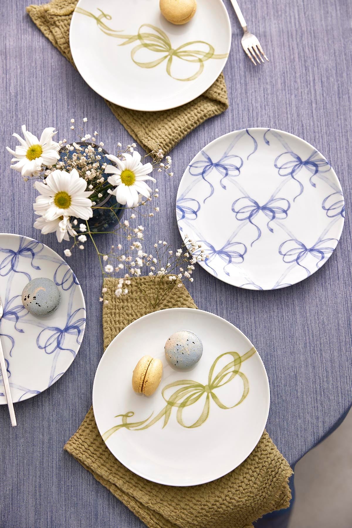 Conjunto para Servir Bolo – 21 x 21 x 2 cm – Azul – Porcelana