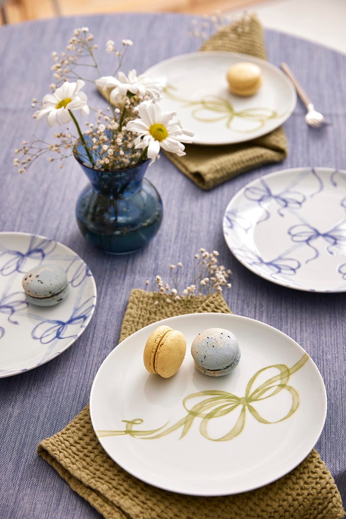 Conjunto para Servir Bolo – 21 x 21 x 2 cm – Azul – Porcelana