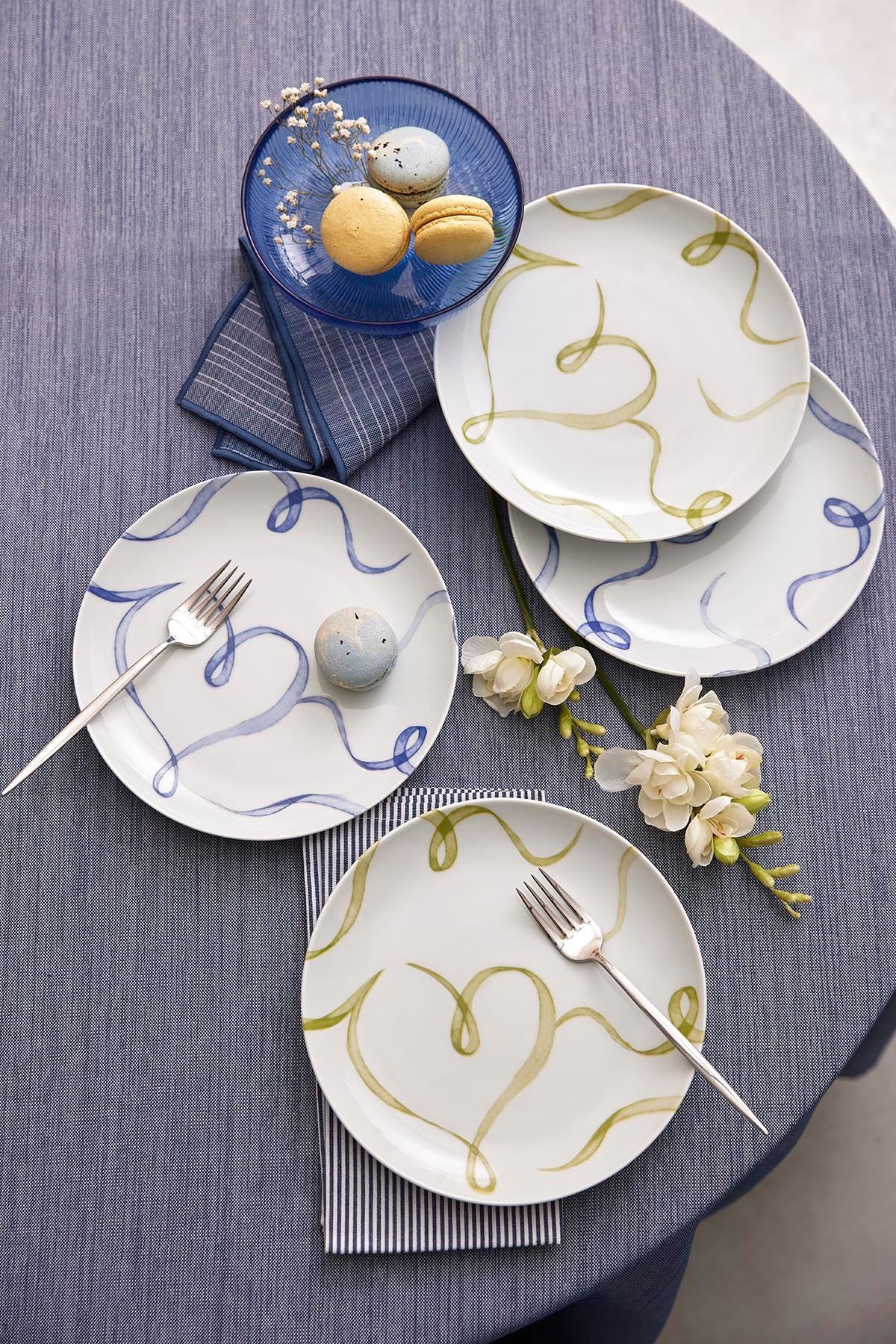 Conjunto de Servir Bolo – 21 x 21 x 2 cm – Azul – Porcelana