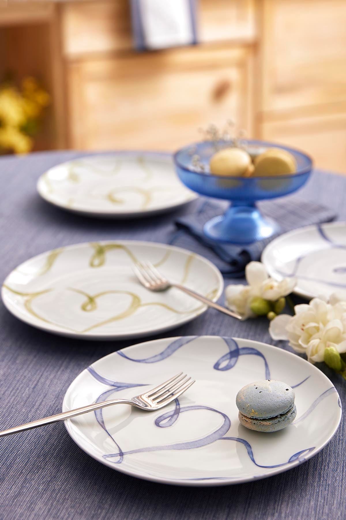 Conjunto de Servir Bolo – 21 x 21 x 2 cm – Azul – Porcelana