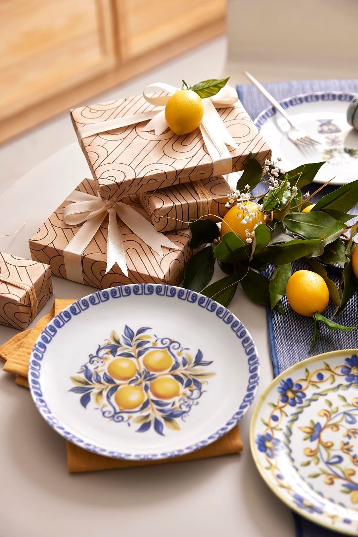 Conjunto de Servir Bolo – 21 x 21 x 2 cm – Azul – Porcelana