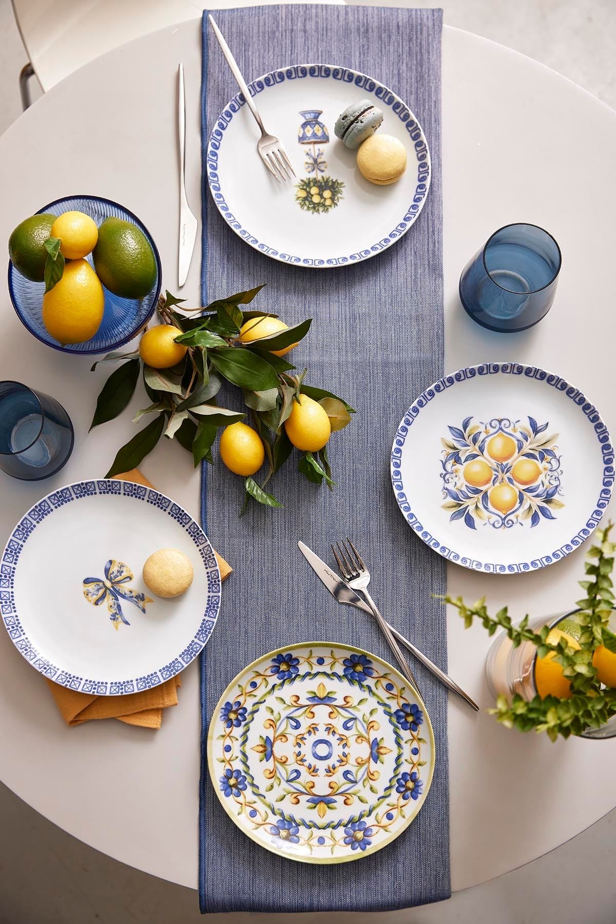 Conjunto de Servir Bolo – 21 x 21 x 2 cm – Azul – Porcelana