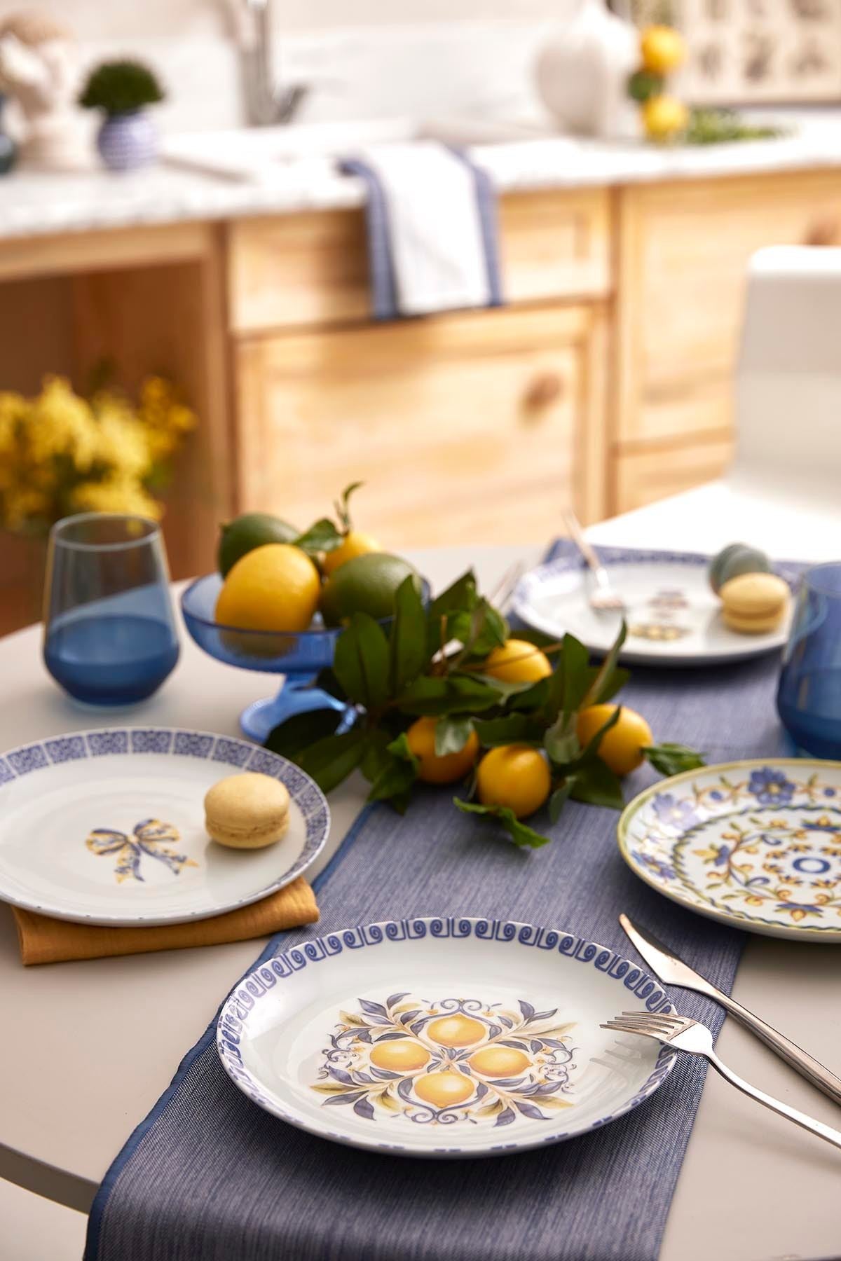 Conjunto de Servir Bolo – 21 x 21 x 2 cm – Azul – Porcelana