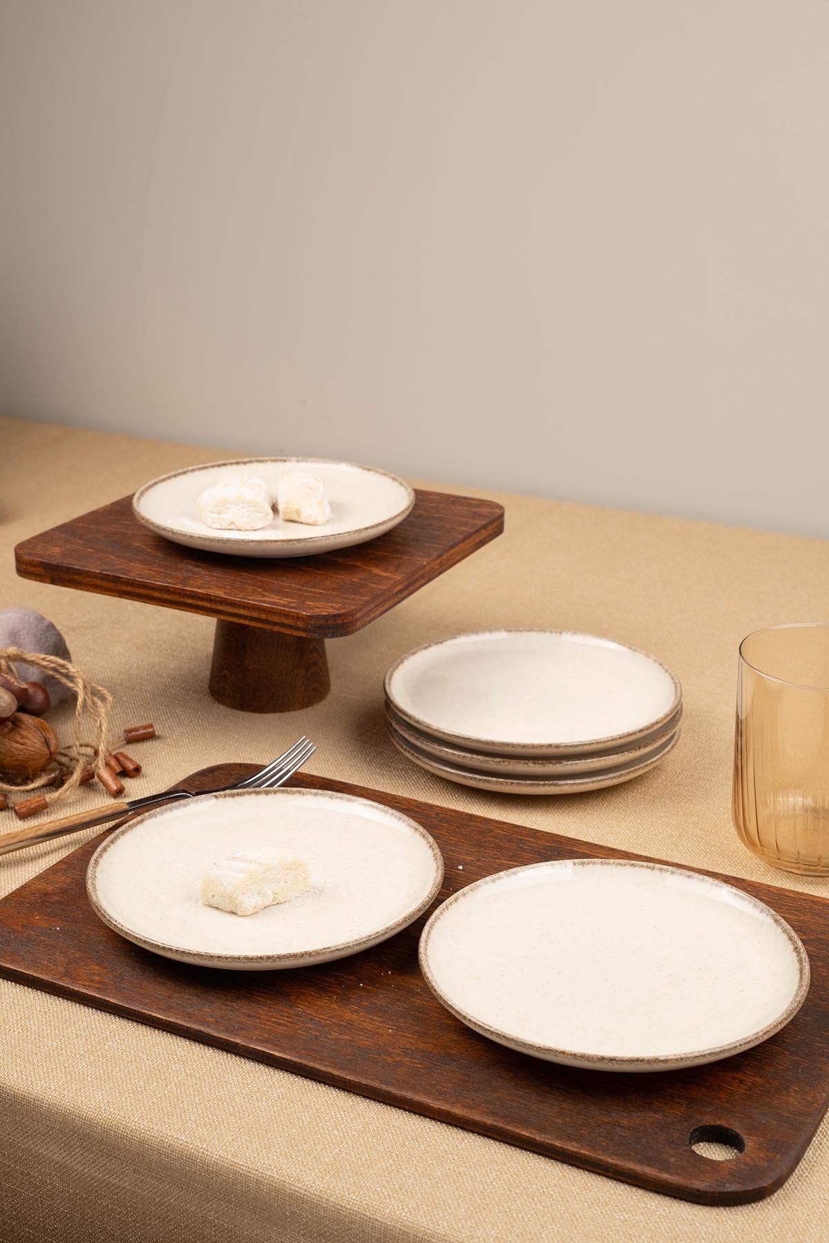 Conjunto de travessas – 15 x 15 cm – Creme – Porcelana