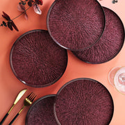 Conjunto de pratos de sobremesa – 21 x 21 cm – Vermelho Clarete – Vidro