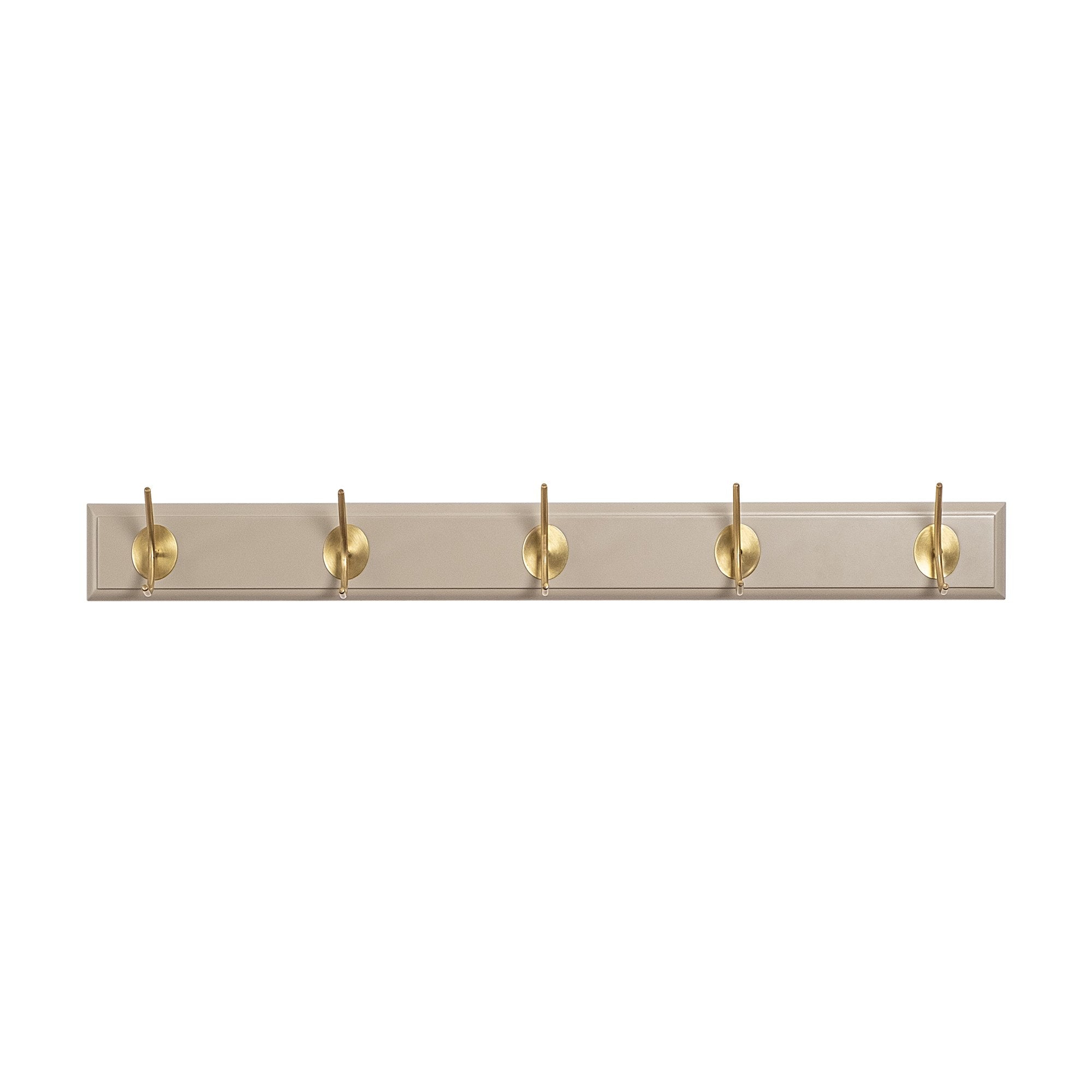 Cabide de Parede em Madeira com Gancho de Latão - Branco e Dourado 65cm