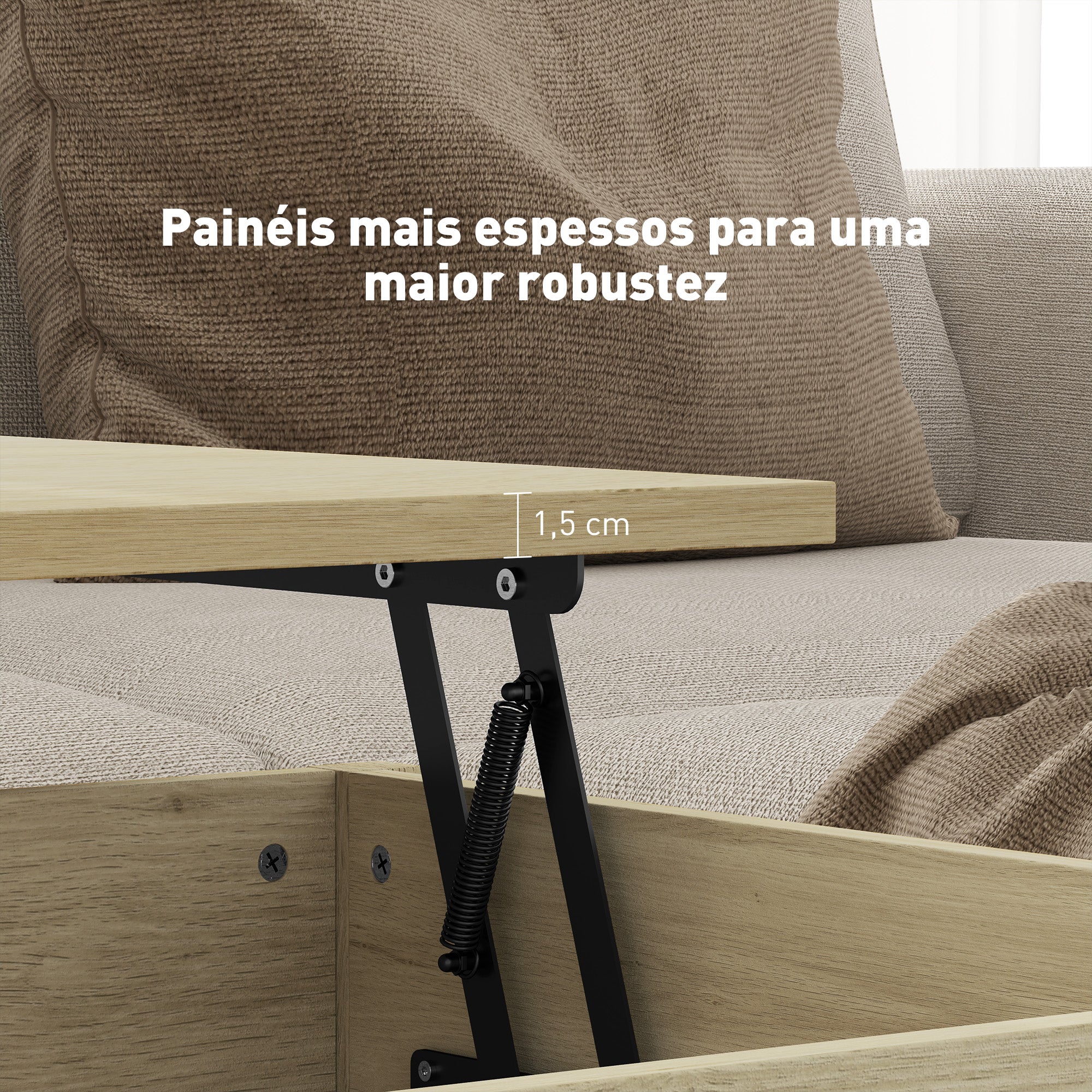 Mesa de Centro Elevável 100x50x48-62 cm - Cor de Carvalho