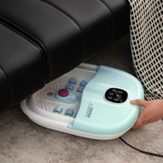 Spa Massajador de Pés com Aquecedor Temperatura Ajustável e Controlo Remoto Temporizador Design Dobrável Azul