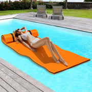 Colchoneta Flutuante de 220 x 90 cm Hamaca de Água de Espuma XPE Flutuador Enrolável com Design de Almofada Suporta 100 kg Laranja
