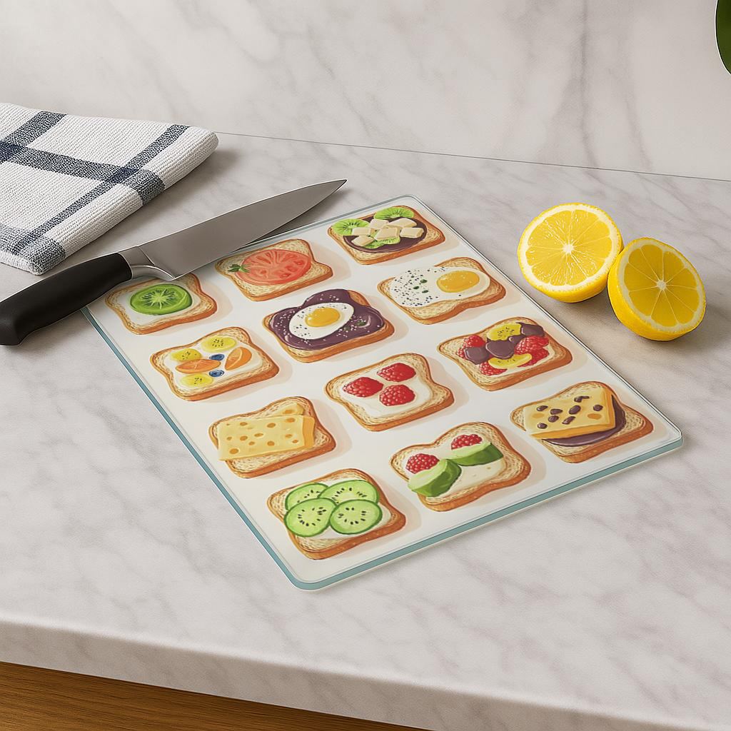 Tábua de corte em vidro temperado – 20 x 30 cm – Multicolorido