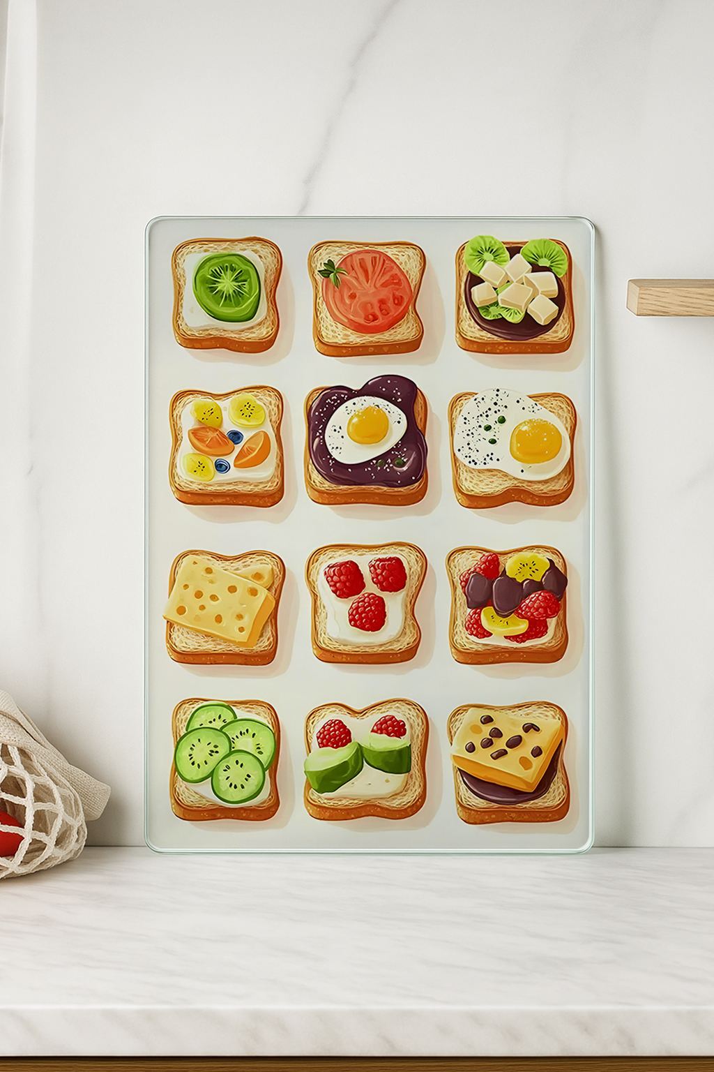 Tábua de corte em vidro temperado – 20 x 30 cm – Multicolorido