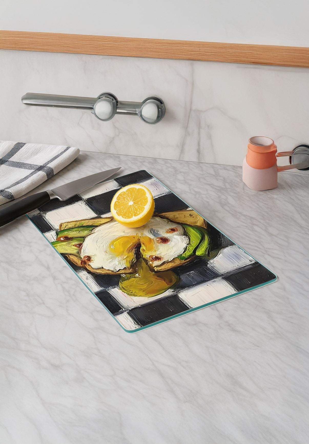 Tábua de corte em vidro temperado – 20 x 30 cm – Multicolorido