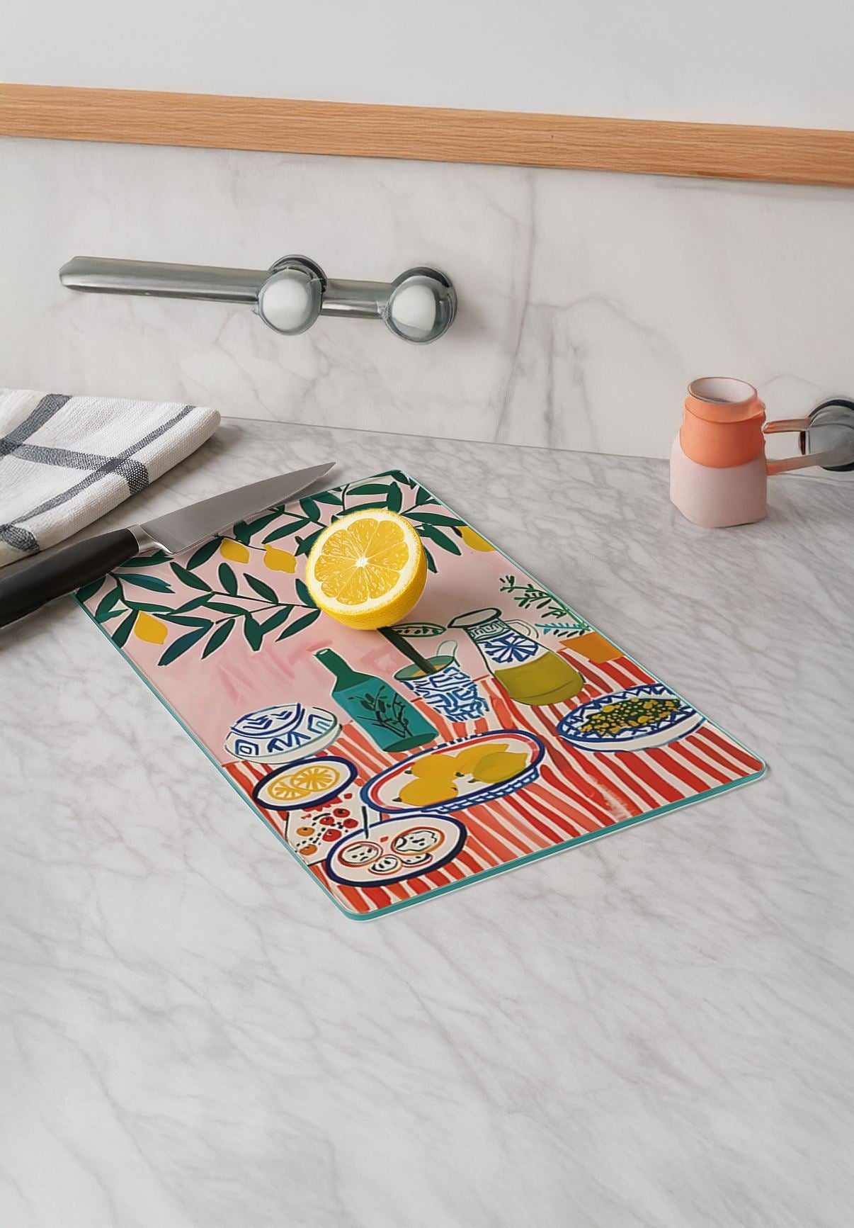 Tábua de Corte em Vidro Temperado – 20 x 30 cm – Multicolorido