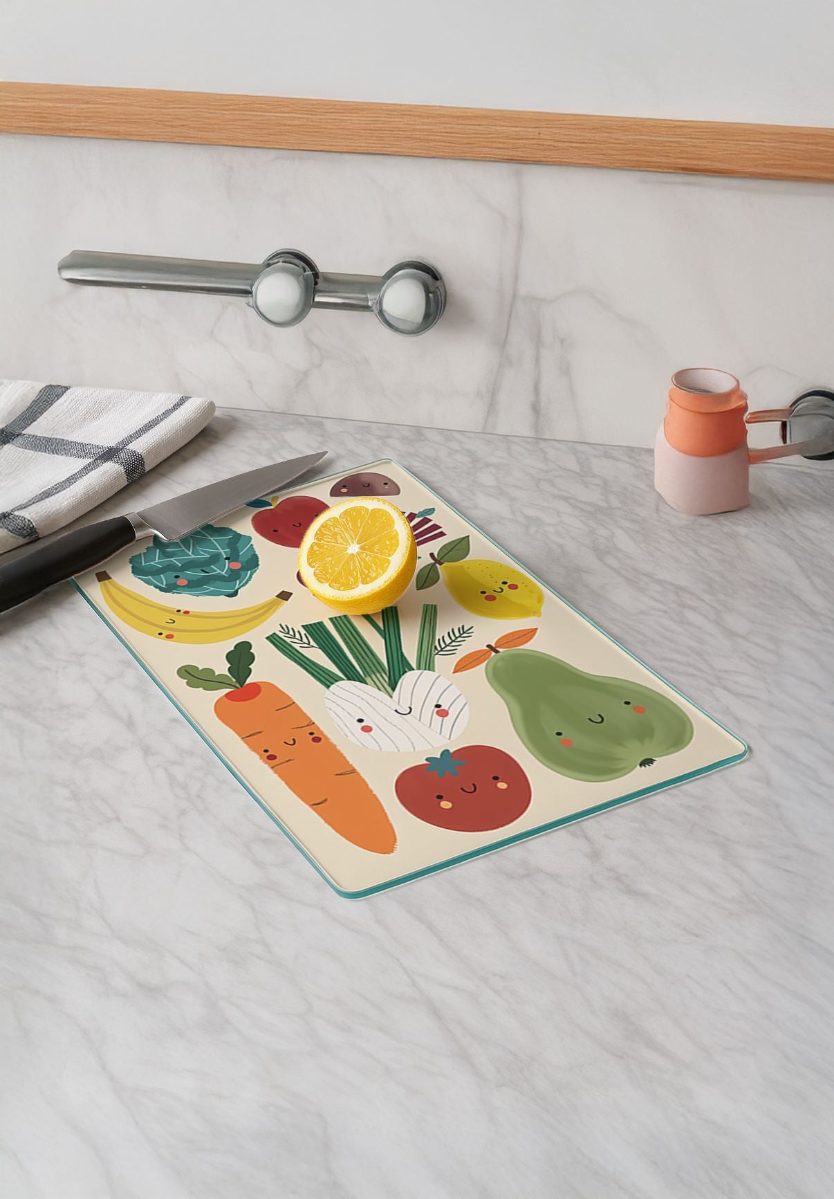 Tábua de Corte em Vidro Temperado – 20 x 30 cm – Multicolorido