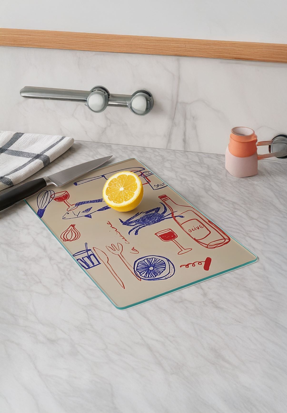 Tábua de corte em vidro temperado – 20 x 30 cm – Multicolorido