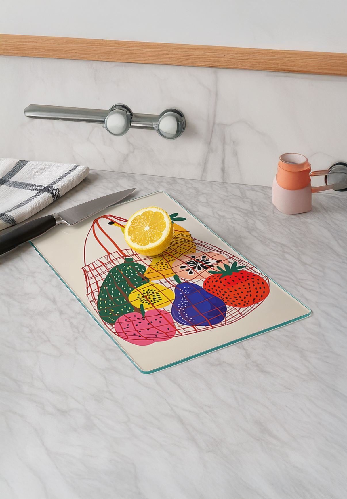 Tábua de Corte – 20 x 30 cm – Multicolorido – Vidro Temperado
