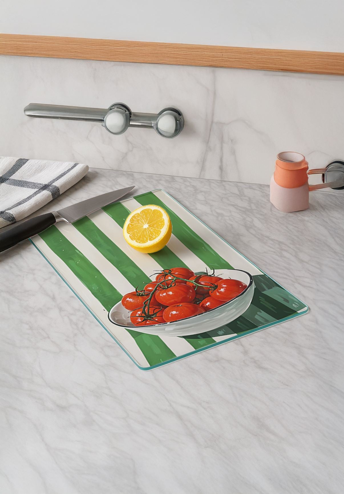 Tábua de corte em vidro temperado – 20 x 30 cm – Multicolorido