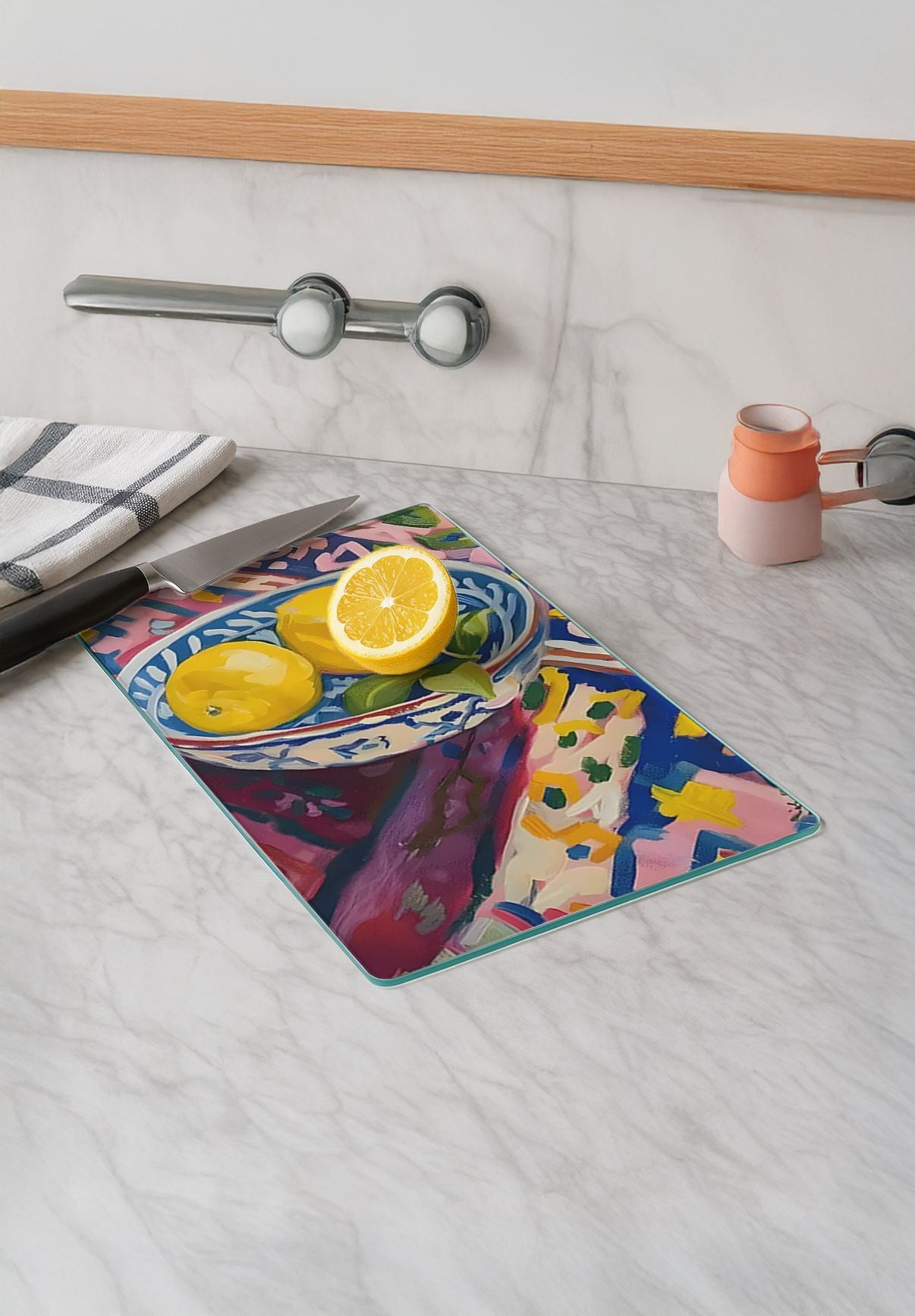 Tábua de corte de vidro temperado – 20 x 30 cm – Multicolorido