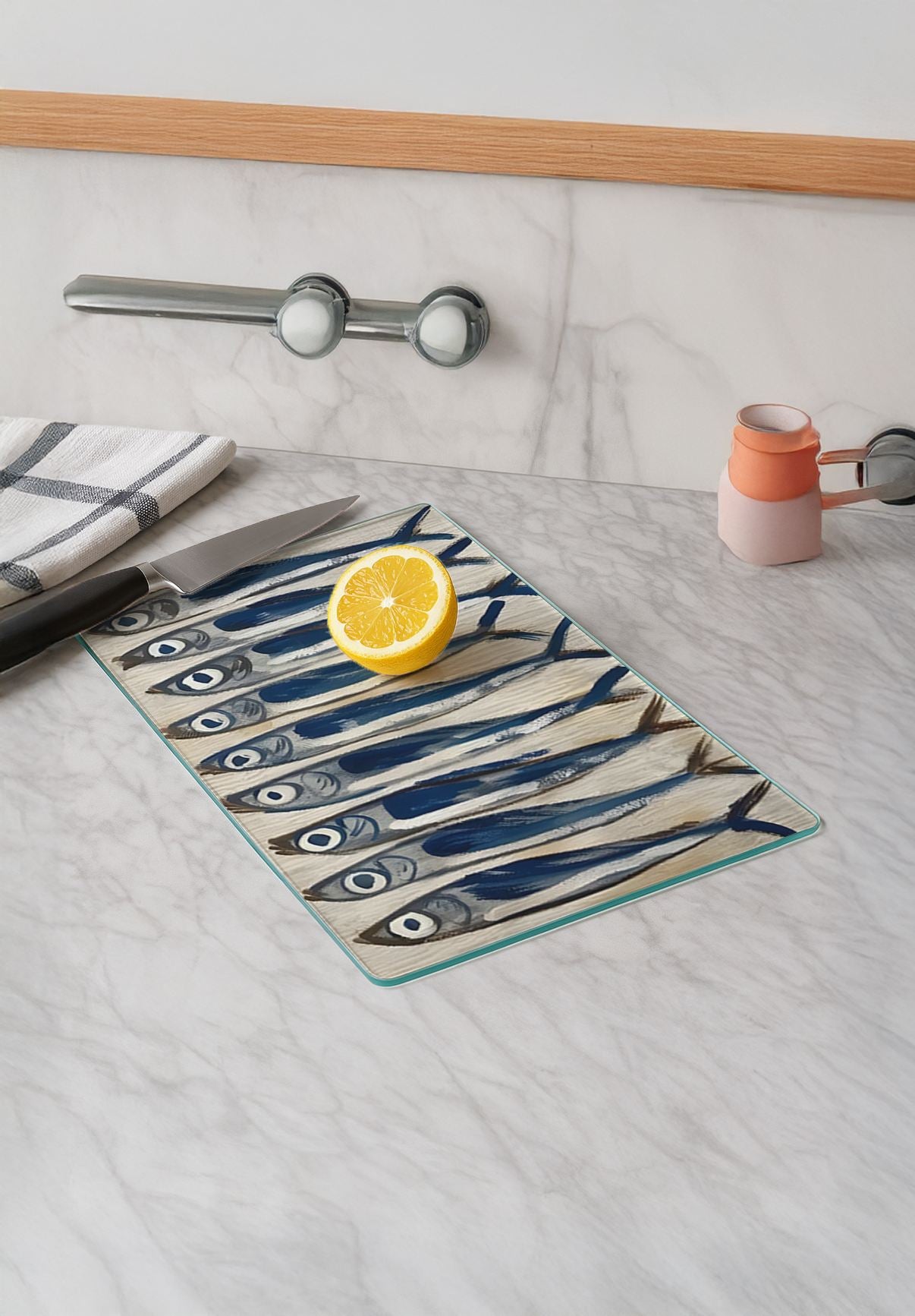 Tábua de corte em vidro temperado – 20 x 30 cm – multicolorido