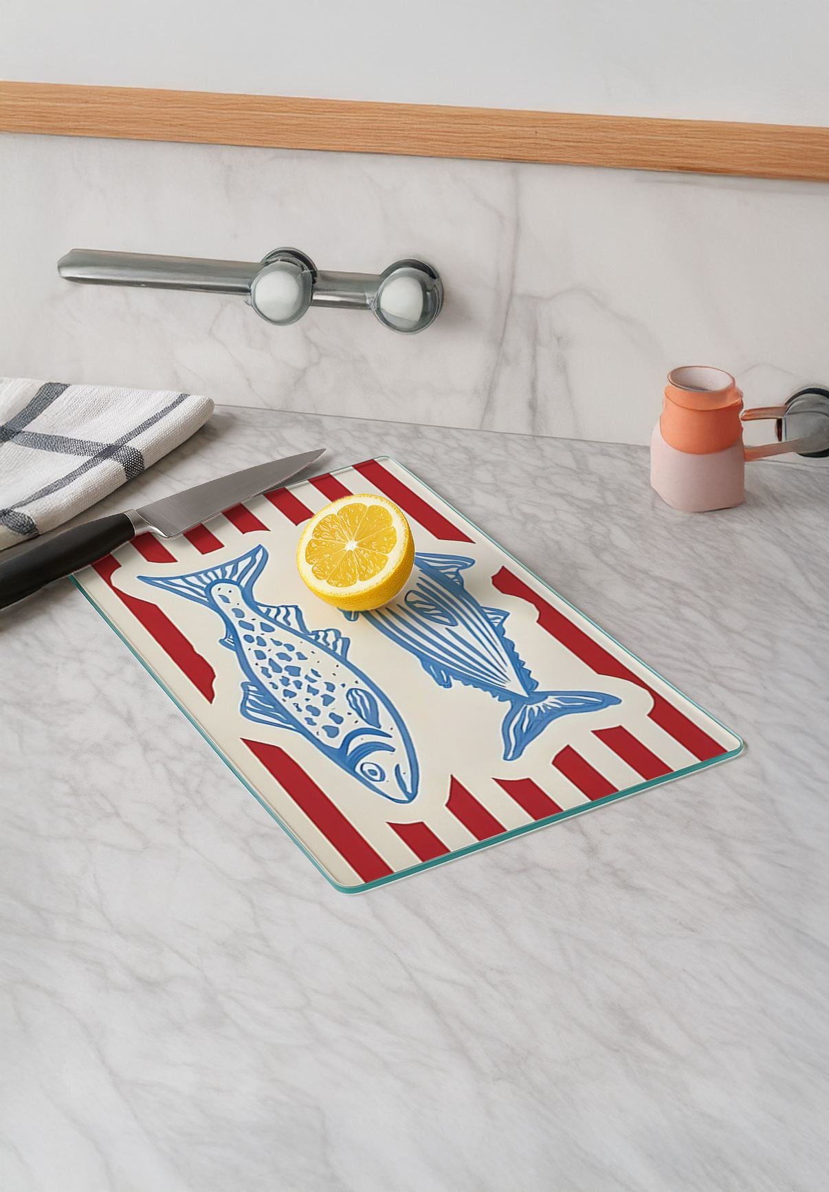 Tábua de corte em vidro temperado – 20 x 30 cm – Multicolorido