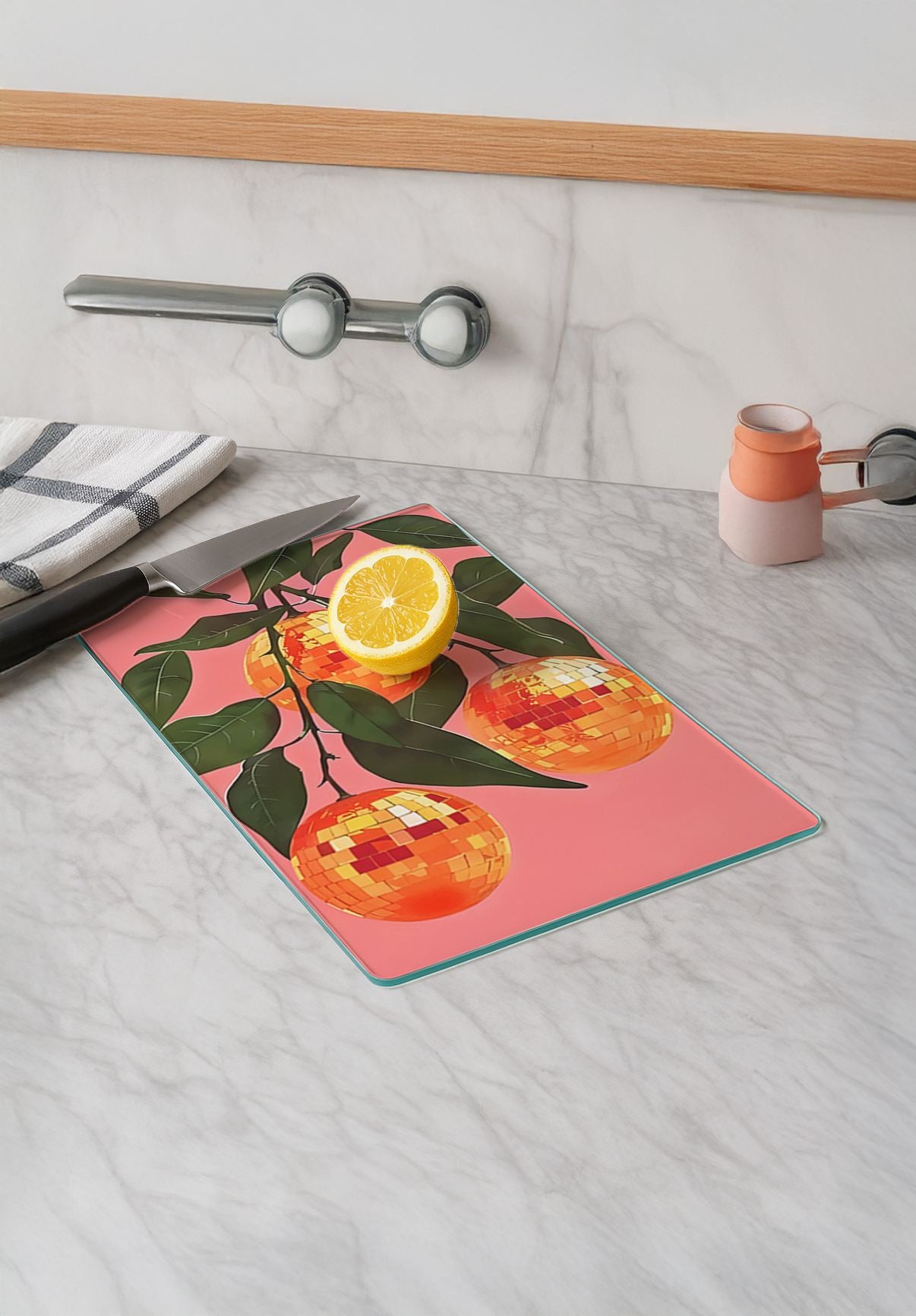 Tábua de corte em vidro temperado – 20 x 30 cm – Multicolorido