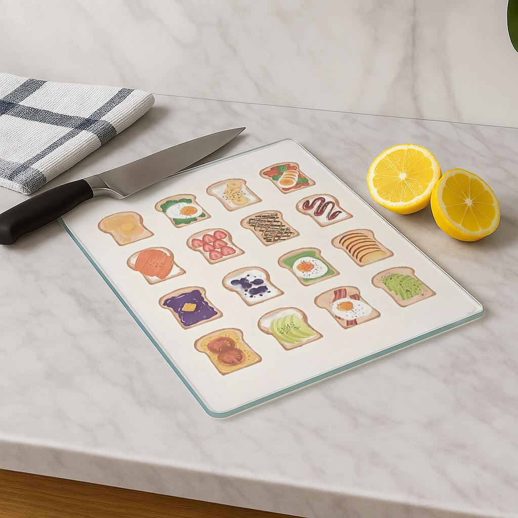 Tábua de corte em vidro temperado – 20 x 30 cm – Multicolorido