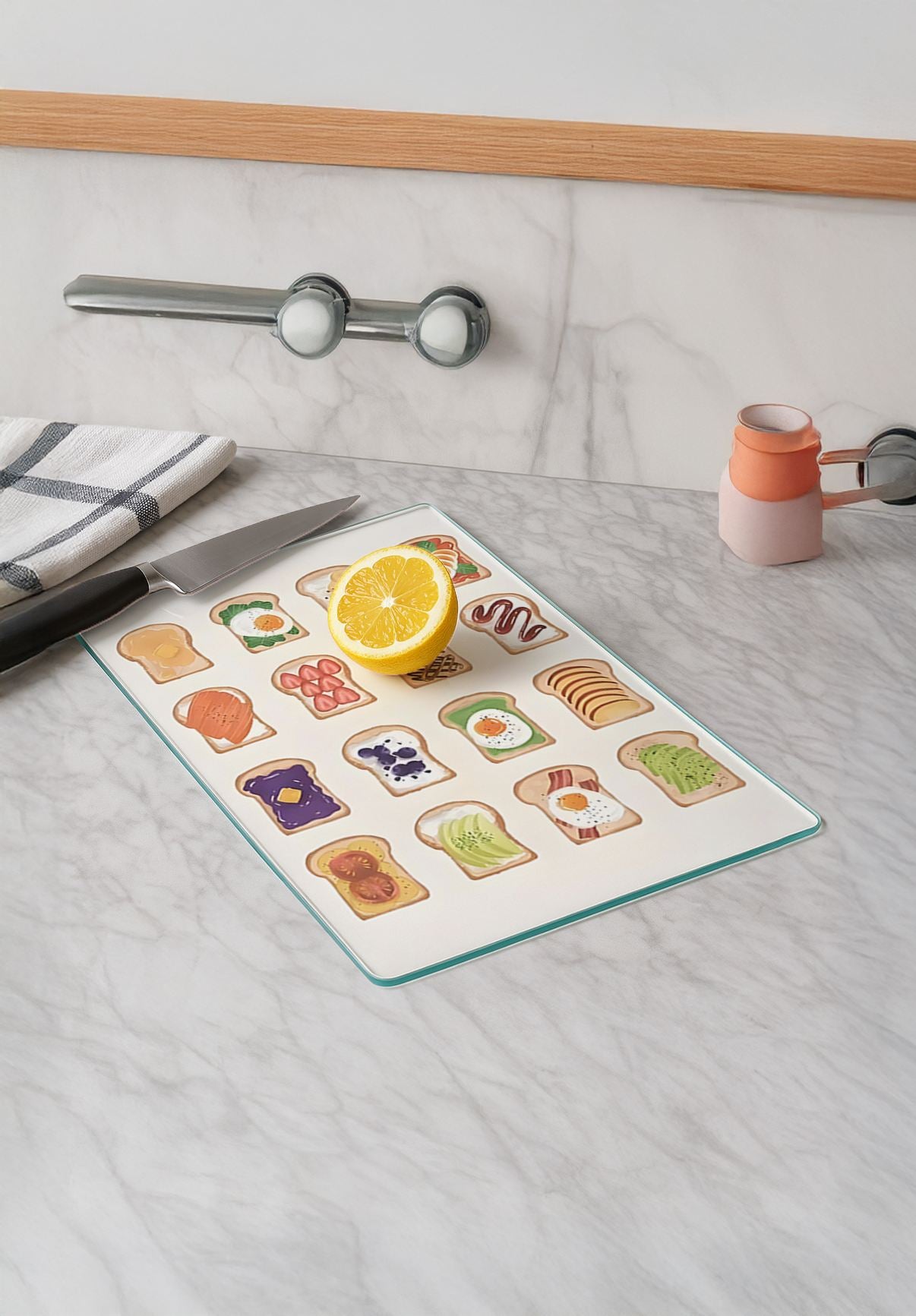 Tábua de corte em vidro temperado – 20 x 30 cm – Multicolorido