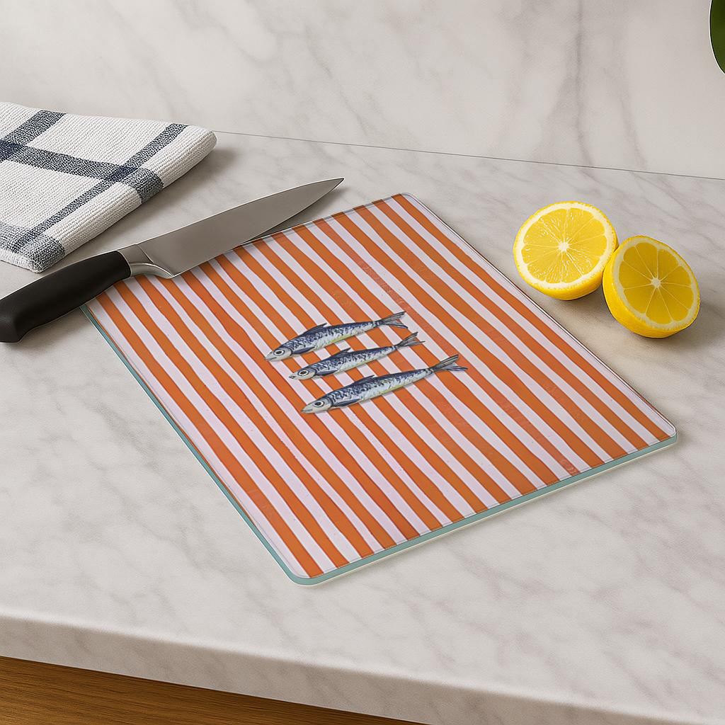 Tábua de corte em vidro temperado – 20 x 30 cm – Multicolorido