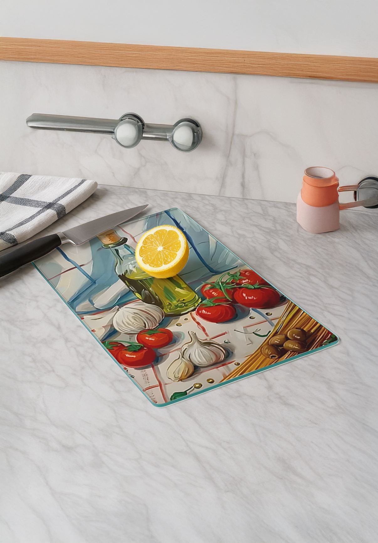 Tábua de corte – 20 x 30 cm – Multicolorido – vidro temperado