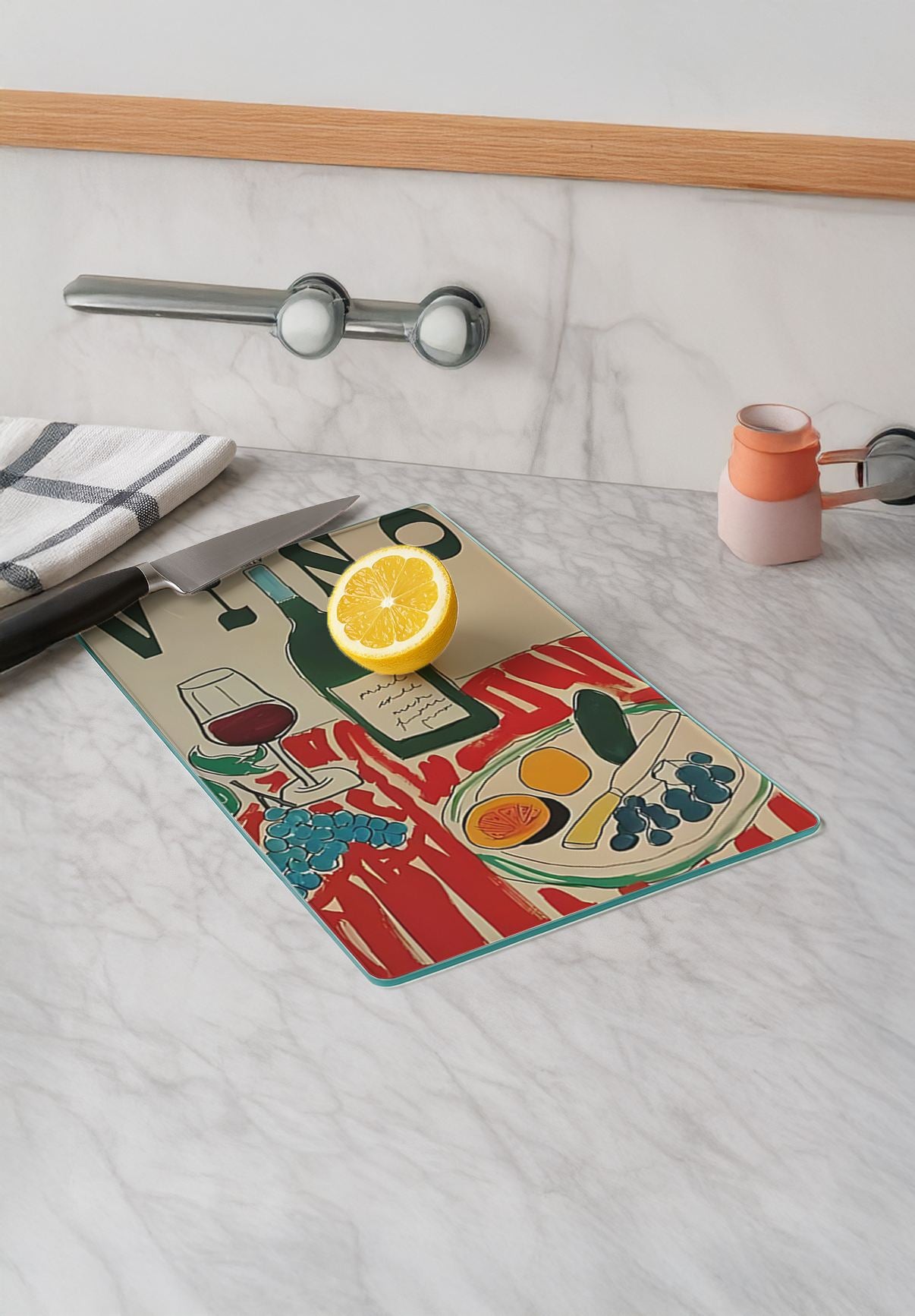 Tábua de corte em vidro temperado – 20 x 30 cm – Multicolorido