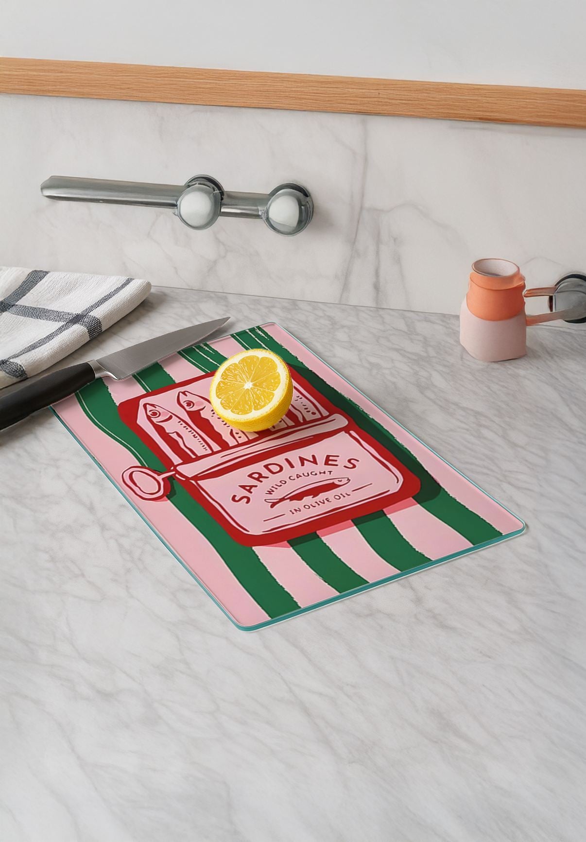 Tábua de corte em vidro temperado – 20 x 30 cm – Multicolorido