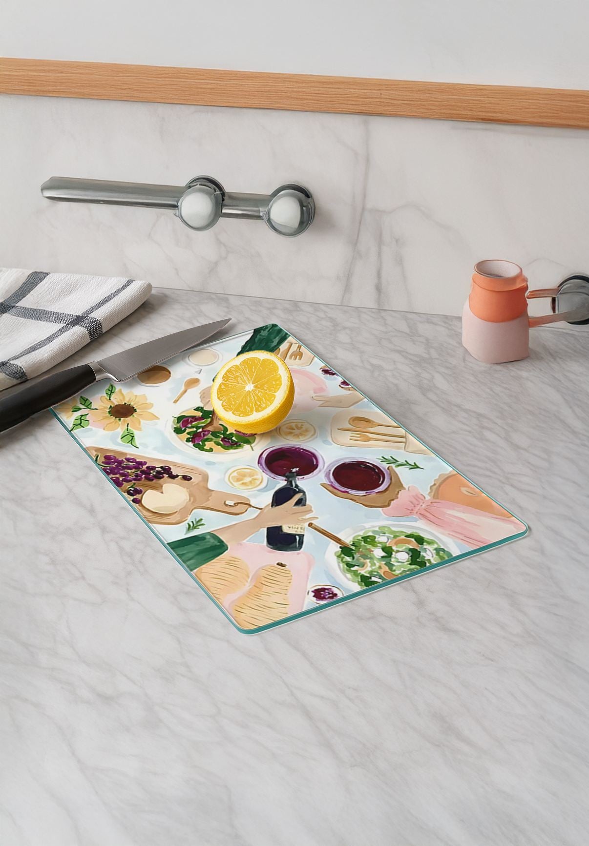 Tábua de Corte – 20 x 30 cm – Multicolorido – vidro temperado