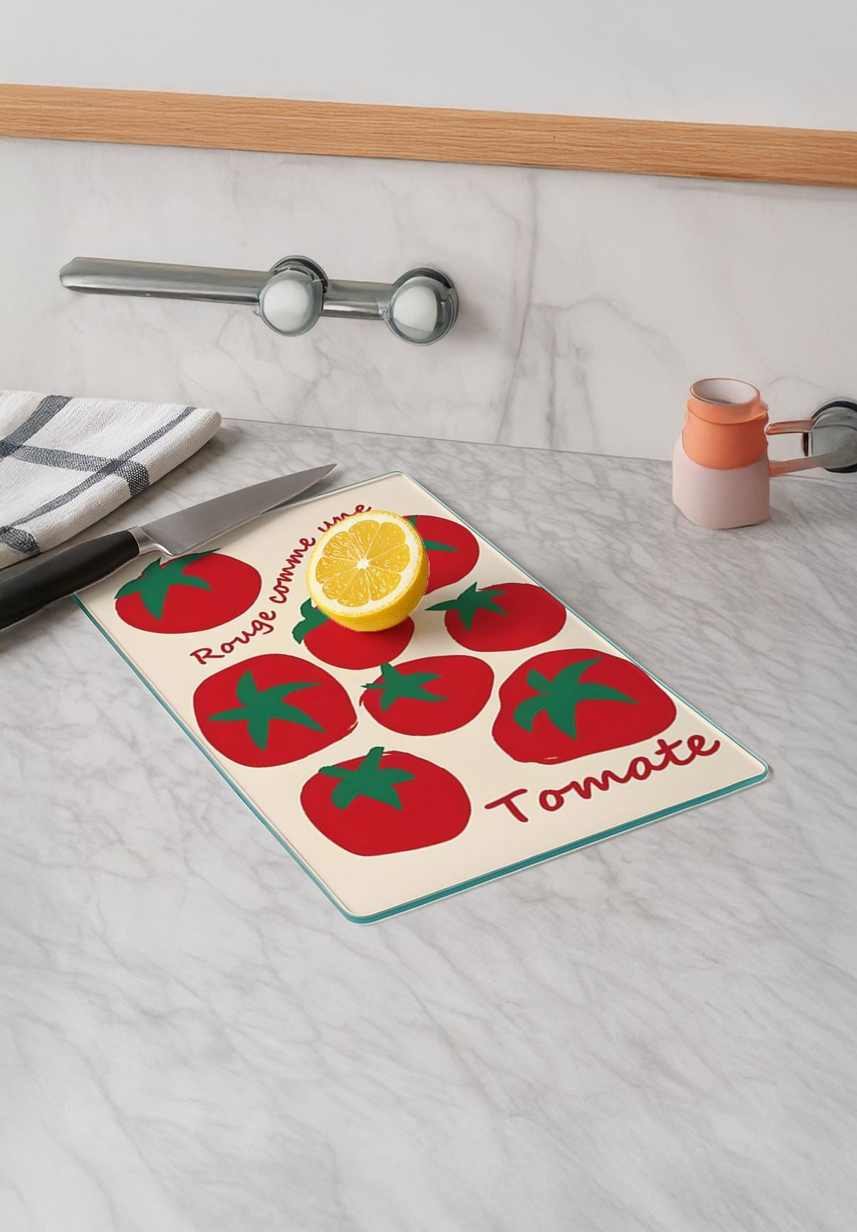 Tábua de corte em vidro temperado – 20 x 30 cm – multicolorido