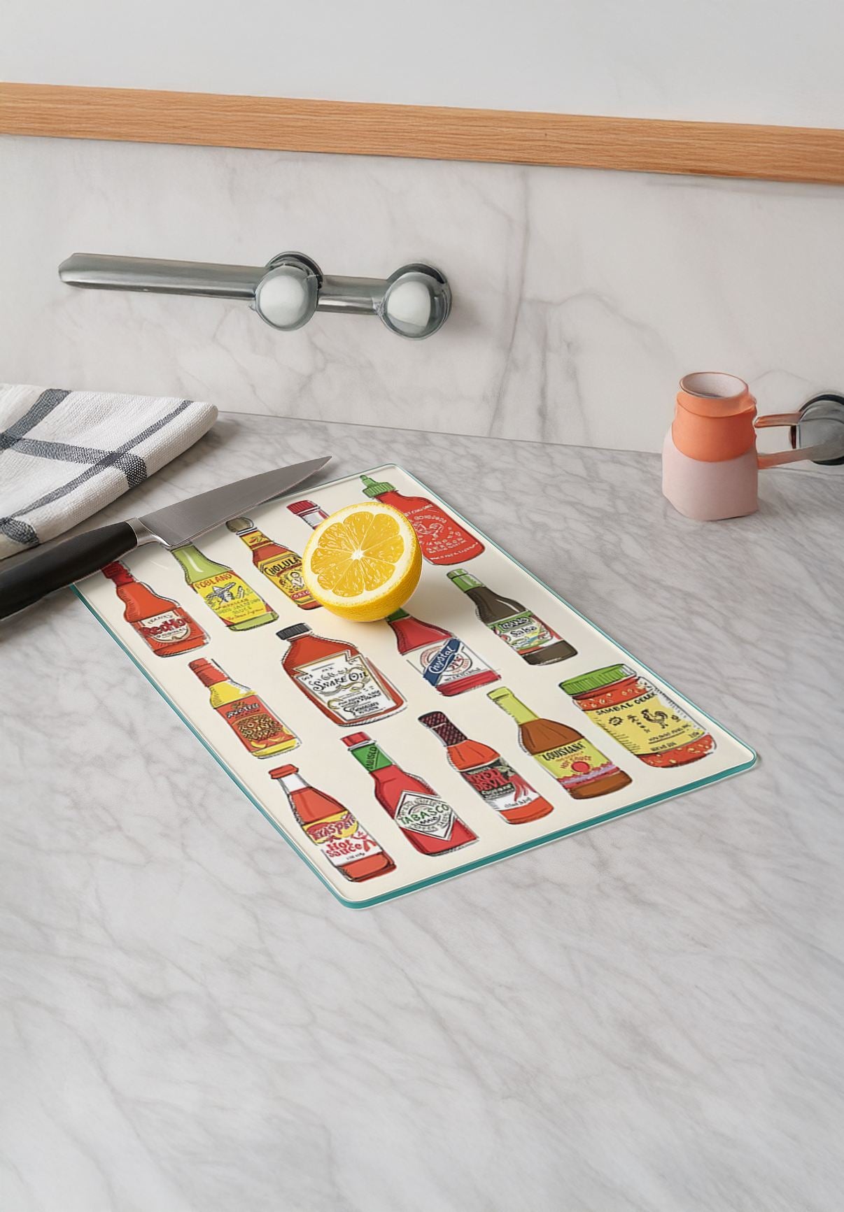 Tábua de corte em vidro temperado – 20 x 30 cm – Multicolorido