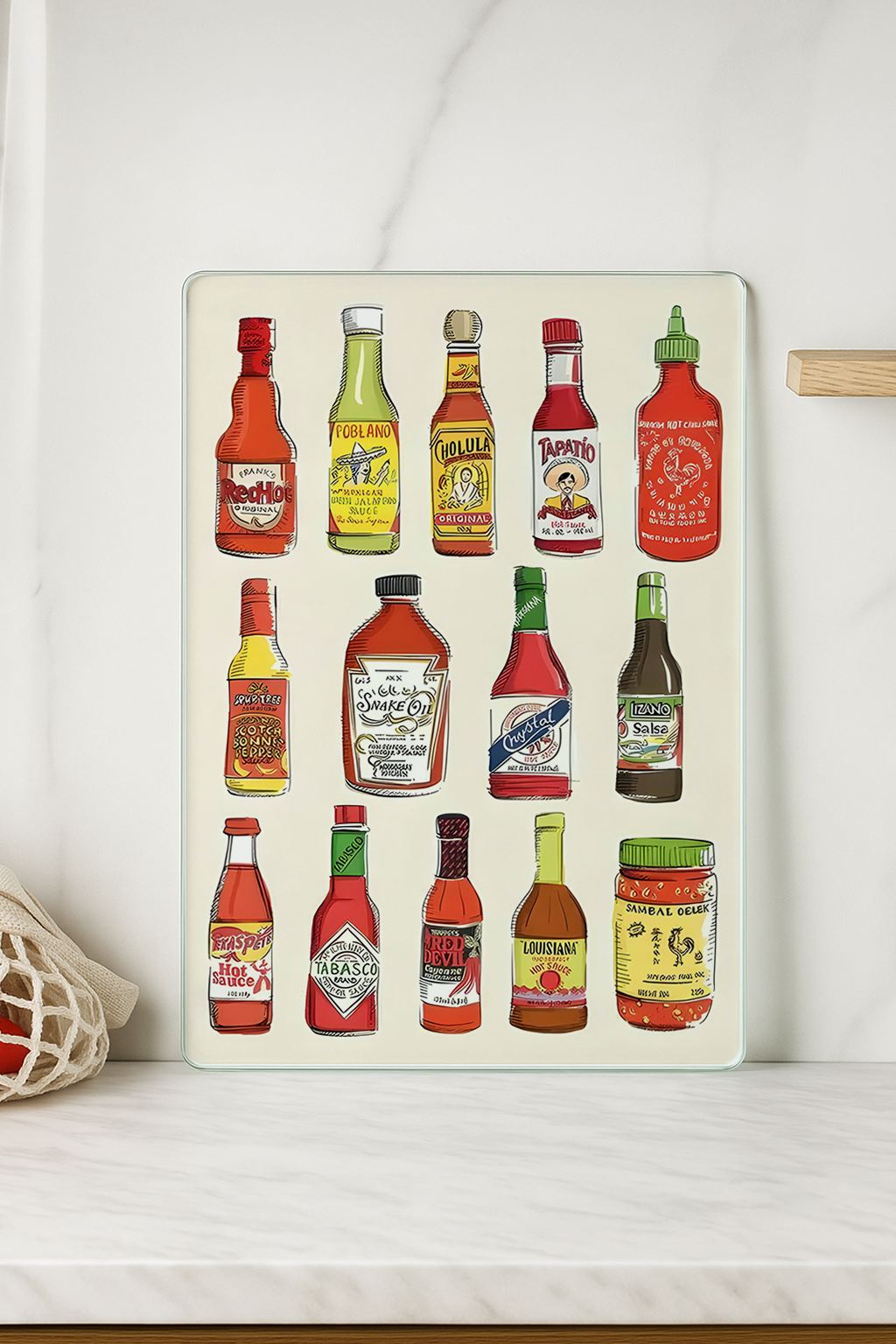 Tábua de corte em vidro temperado – 20 x 30 cm – Multicolorido