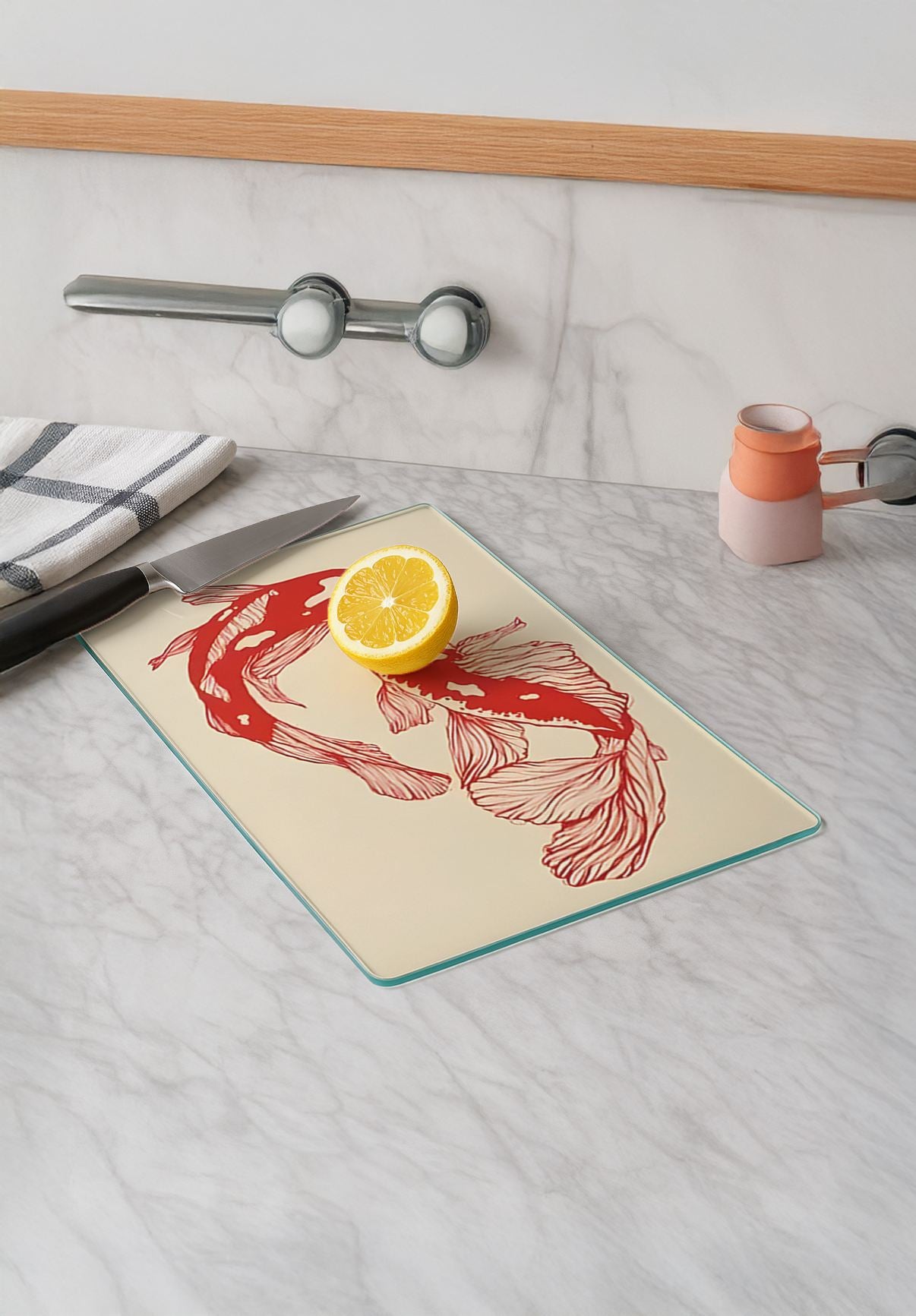 Tábua de corte em vidro temperado – 20 x 30 cm – Multicolorido