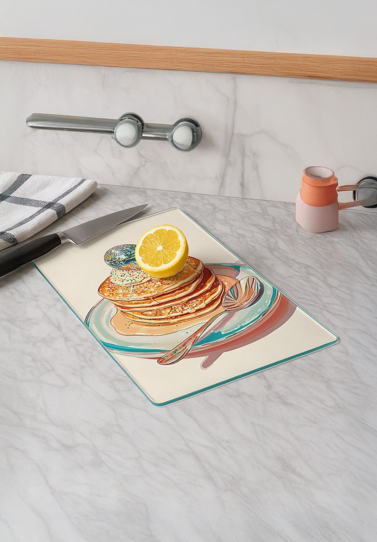 Tábua de corte em vidro temperado – 20 x 30 cm – Multicolorido