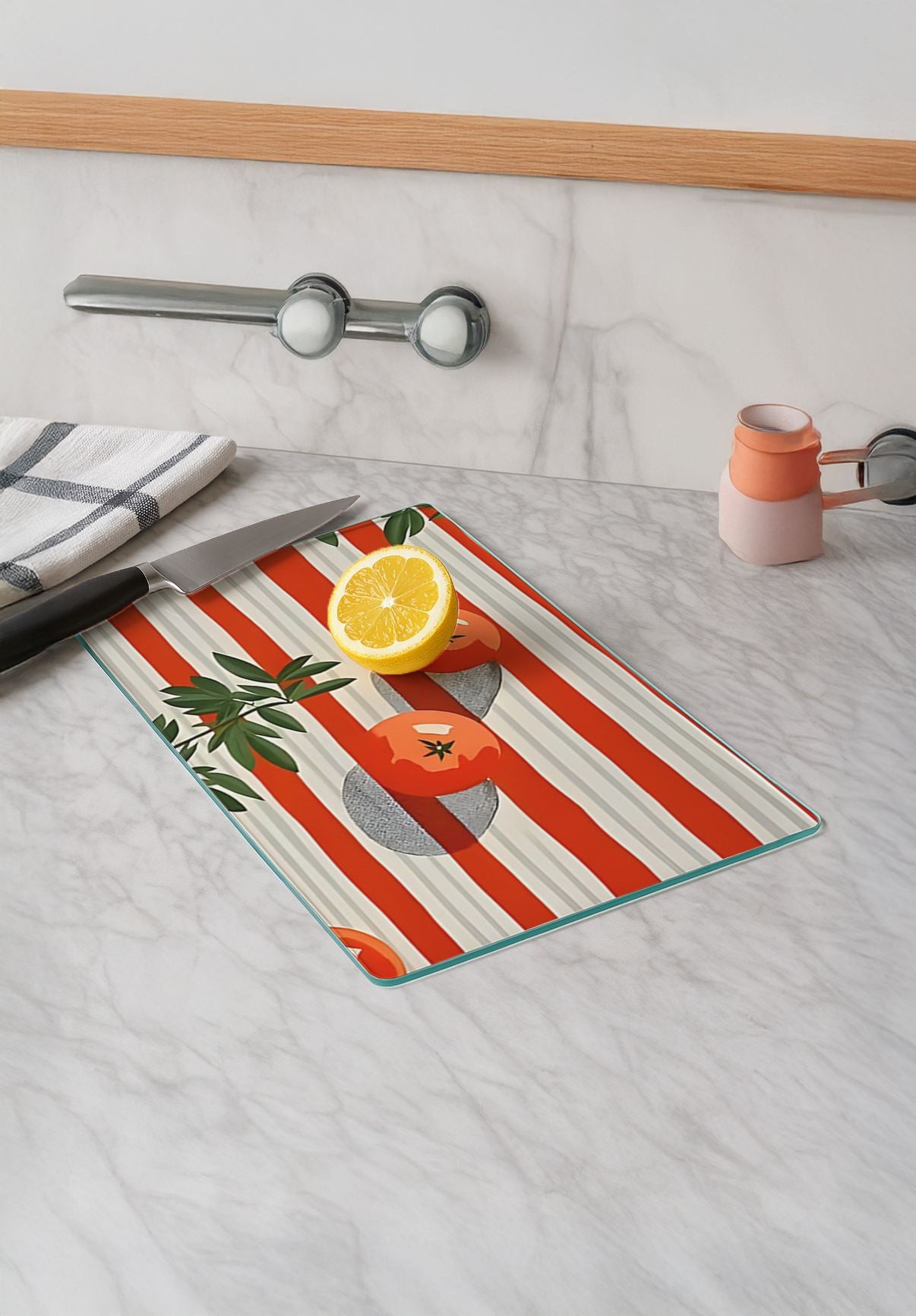 Tábua de corte em vidro temperado – 20 x 30 cm – multicolorido