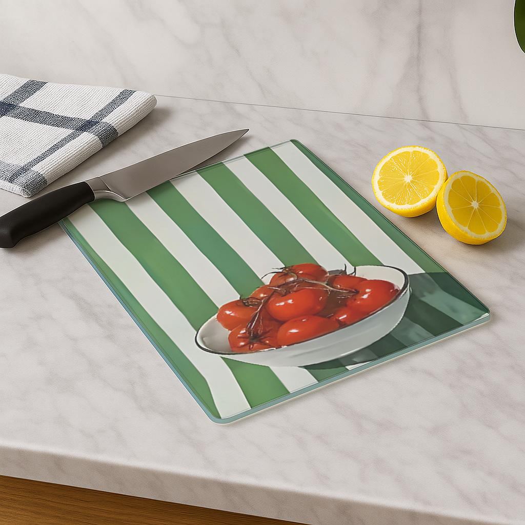 Tábua de corte em vidro temperado – 20 x 30 cm – multicolorido
