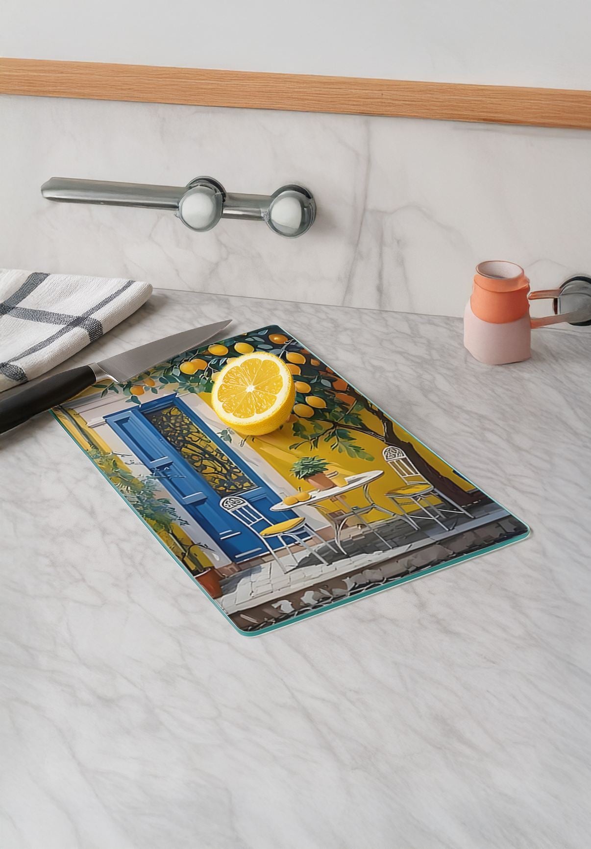 Tábua de corte em vidro temperado – 20 x 30 cm – Multicolorido